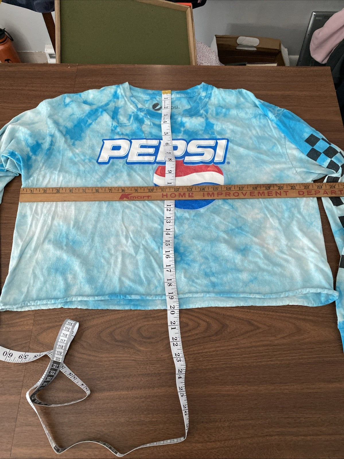 Womens Crop Top Size Small Pepsi Long Sleeve Shirt Tie Dye Look XL Soda Pop