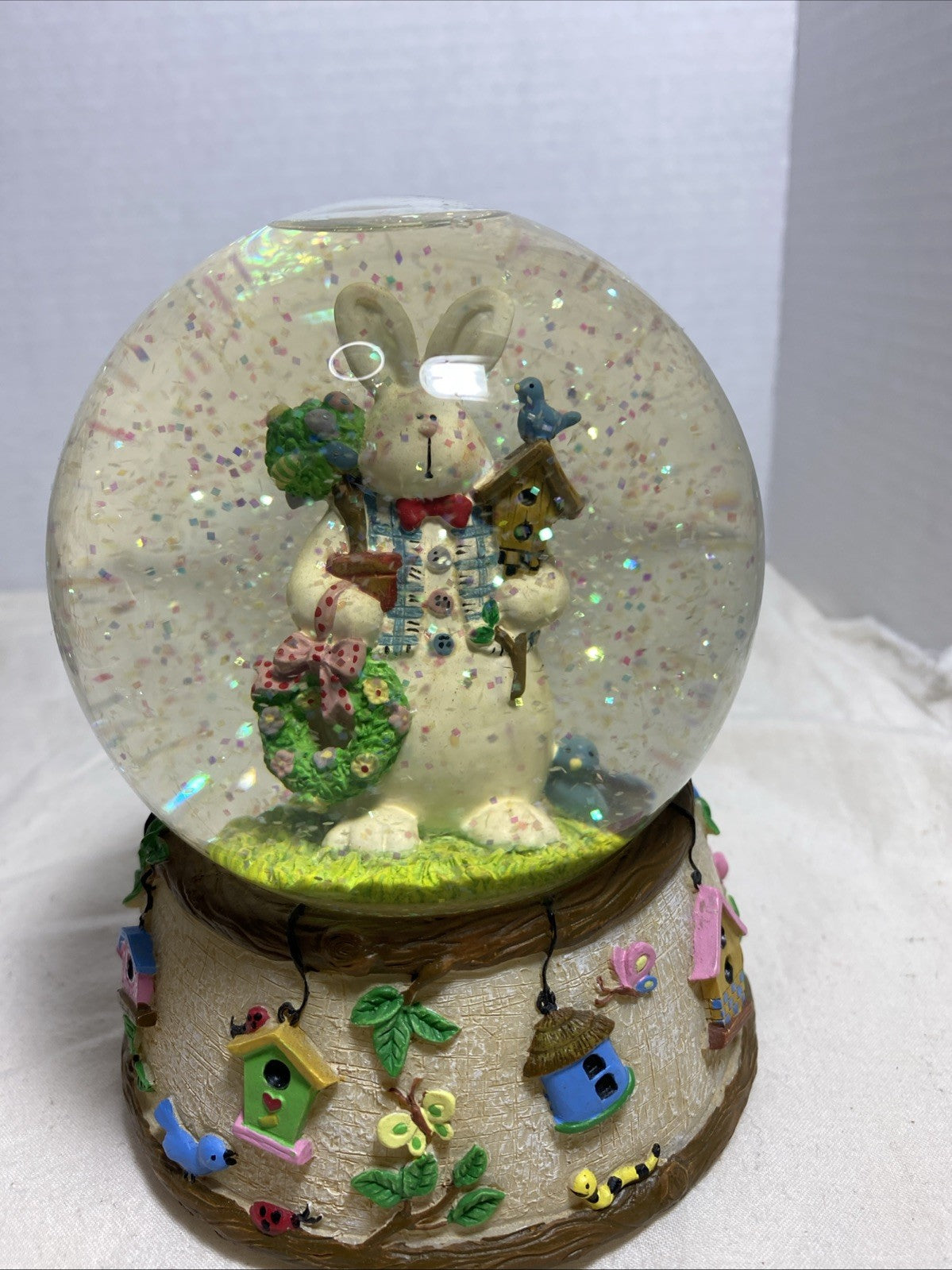 Easter Bunny Wind Up Musical Snow Globe - Plays "Easter Parade"