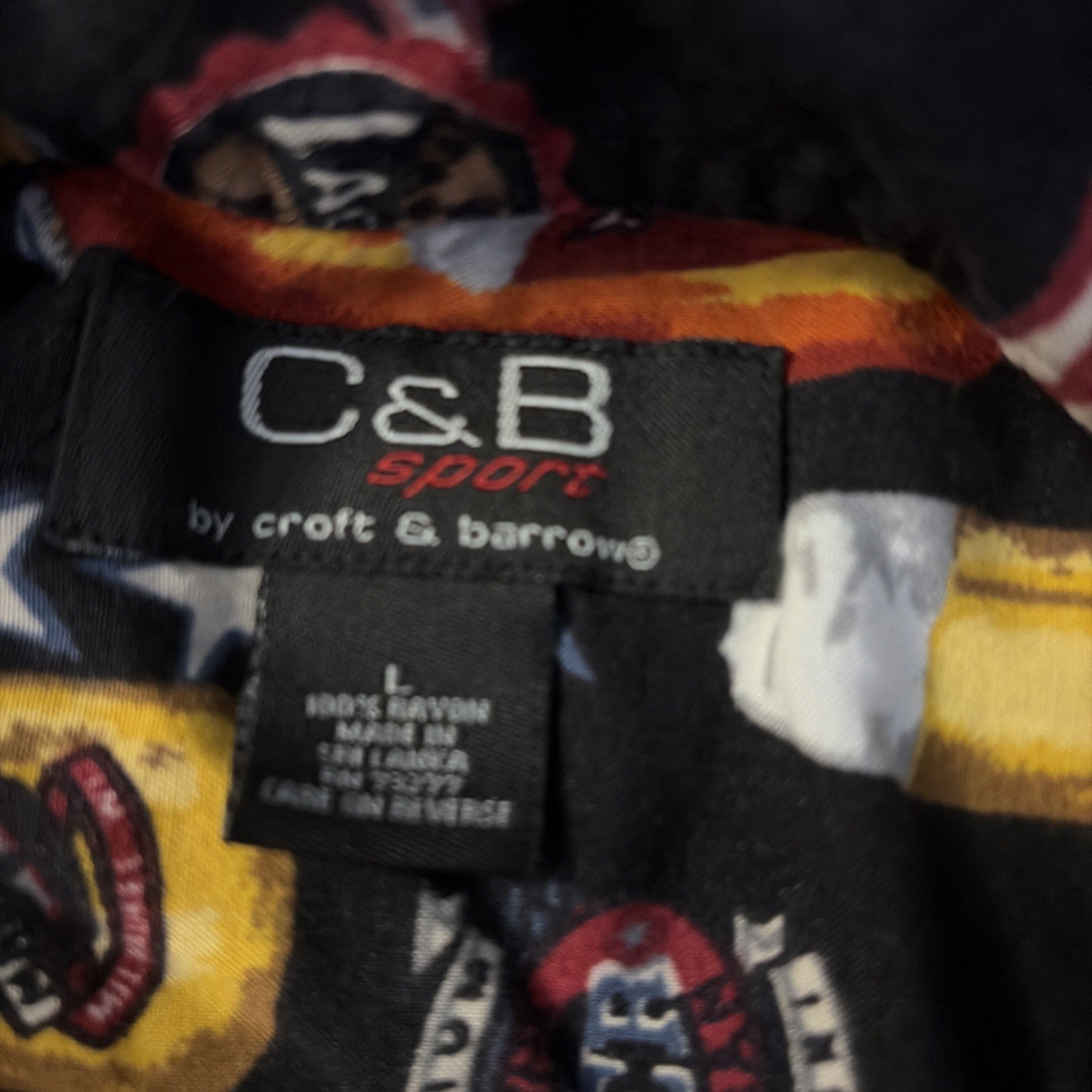 C B Sport by Croft Barrow Mens Shirt Large Beer Themed Print Large.