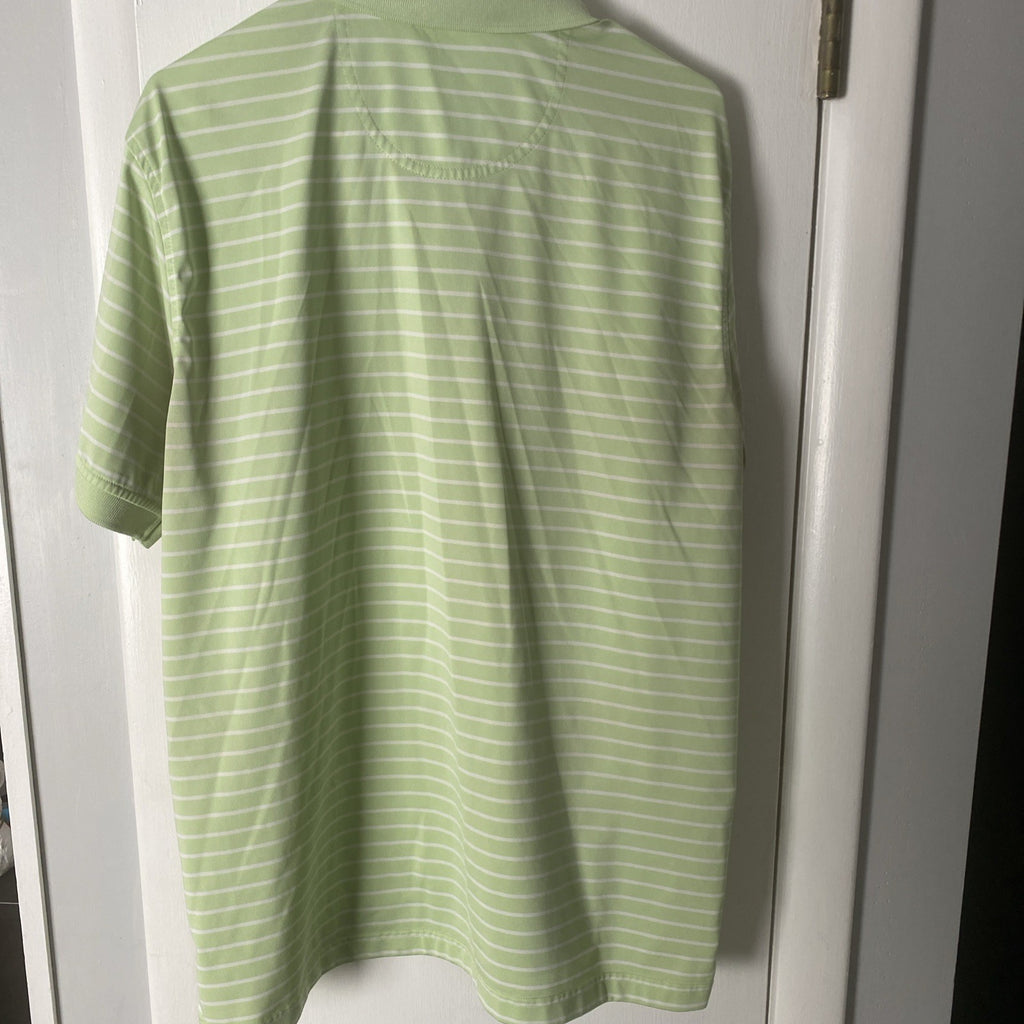 Luxury sports performance polo size large men’s shirt mint green white stripes s