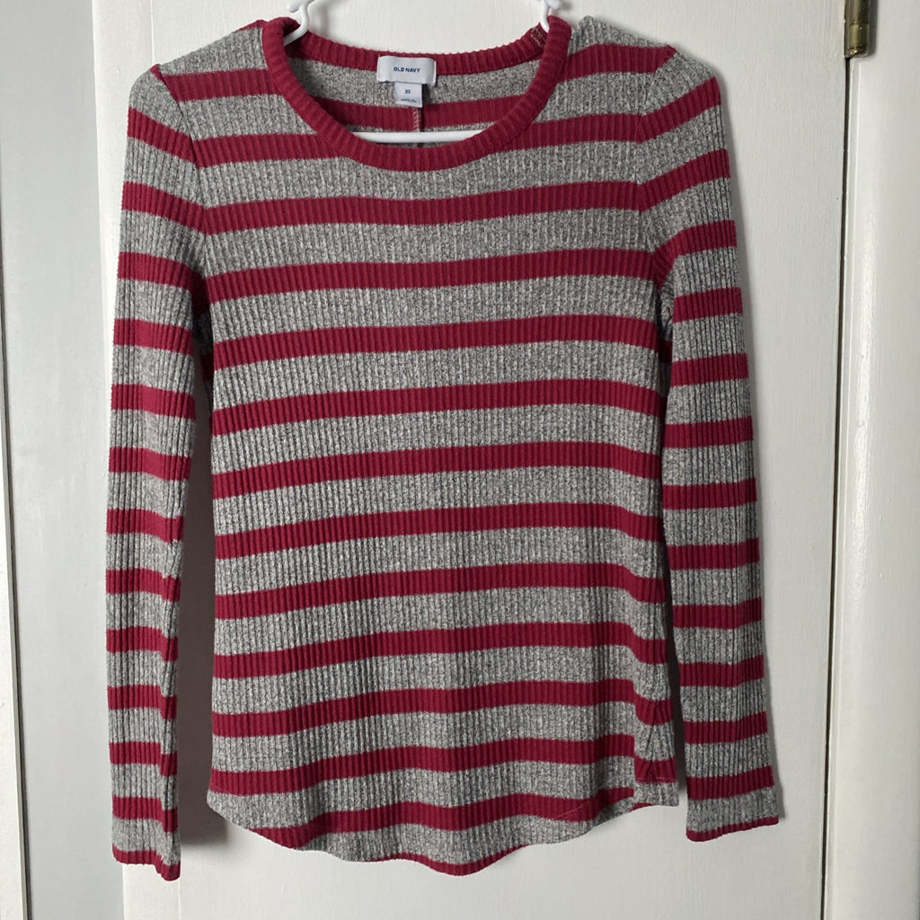 Old Navy Sweater Womens Extra Small Red Gray Causal Cozy Lounge Capsule Classic