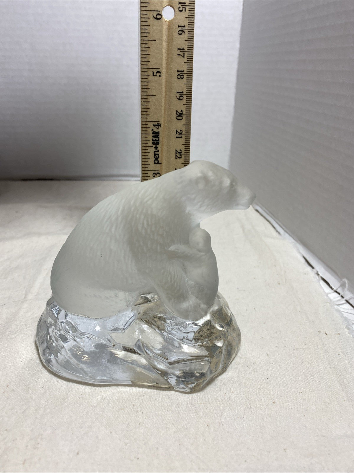 SEA Glasbruk Kosta Glass Polar Bear Figurine Vintage 1970s Made in Sweden
