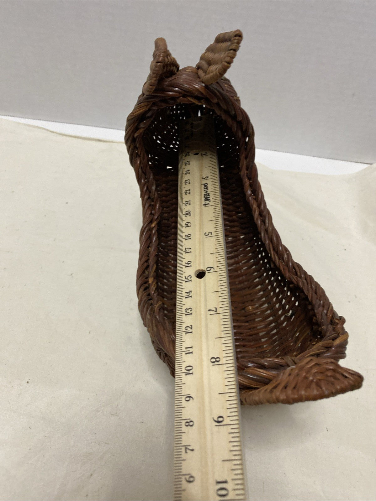 Bunny Rabbit Dark Brown Wicker Bread Basket Centerpiece