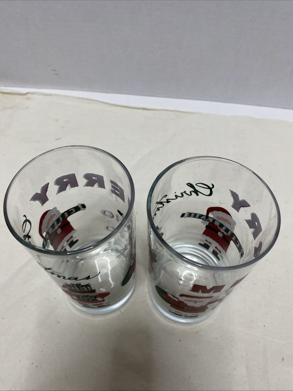Merry Christmas drinking glass, 6 inches tall