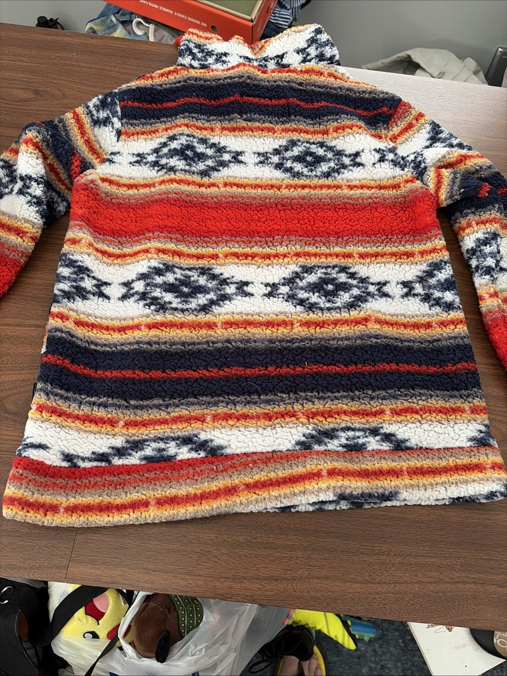 Brooklyn Cloth Mens Aztec Hoodie Small Red Kanga Pullover Southwestern Stripe