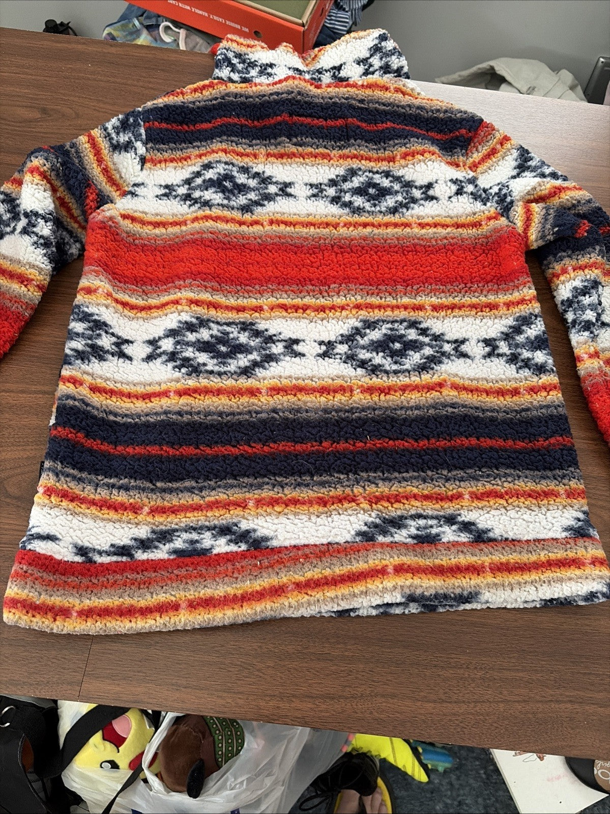 Brooklyn Cloth Mens Aztec Hoodie Small Red Kanga Pullover Southwestern Stripe