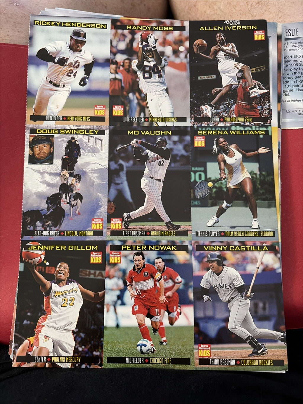 1999 Sports Illustrated For Kids Uncut Sheet Serena Williams Tennis Rookie RC