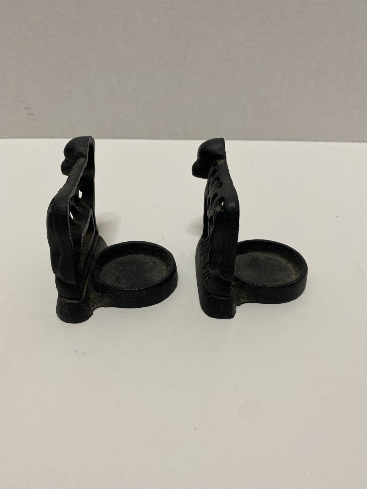 2 Vintage Cow Black Cast Iron Tea Light Candle Holder Cute Design