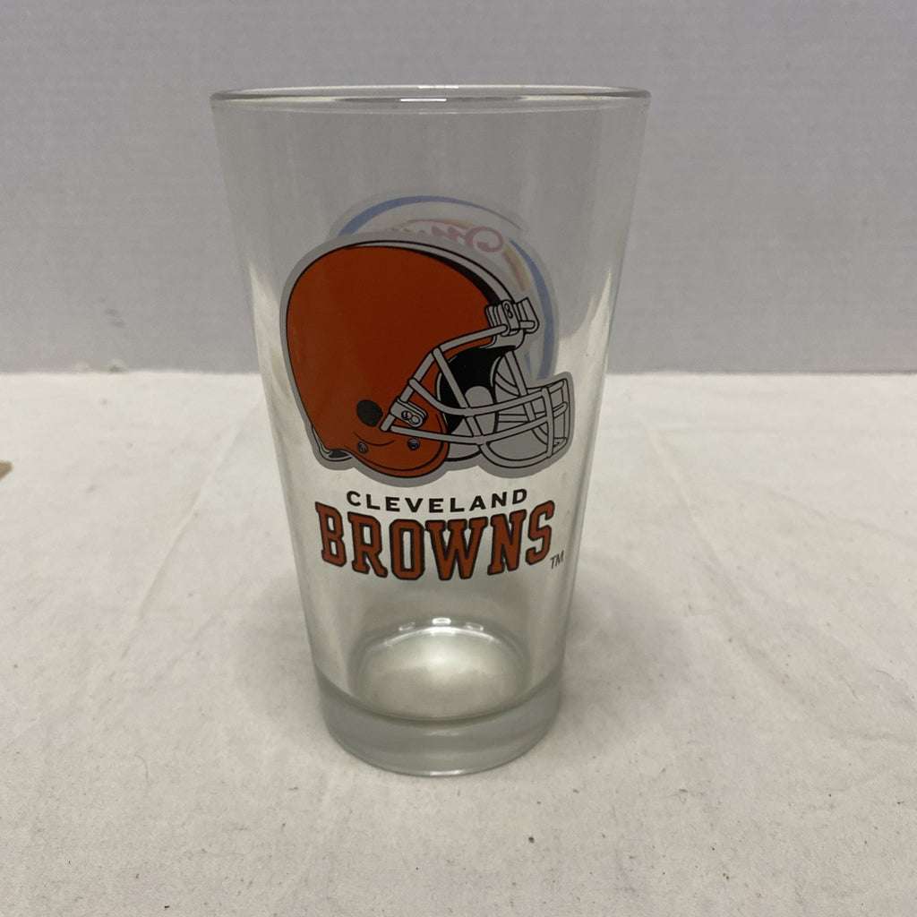 MILLER LITE 16 OZS, PINT BEER GLASS 6" TALL HEAVY DUTY GLASS Cleveland Browns