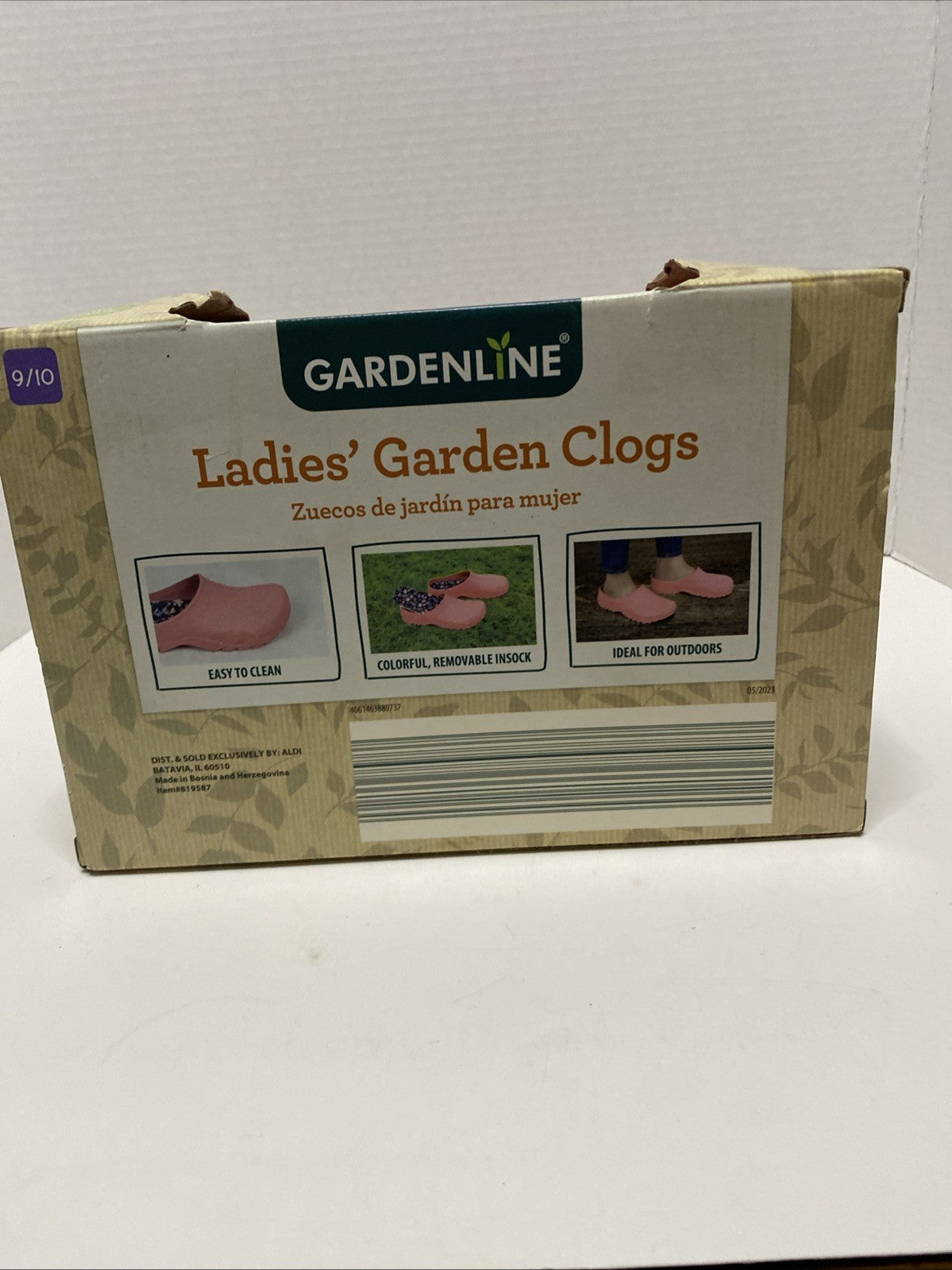 Gardenline Garden Clogs Womens 9/10 Rubber Slip On Removable Pink Color-New