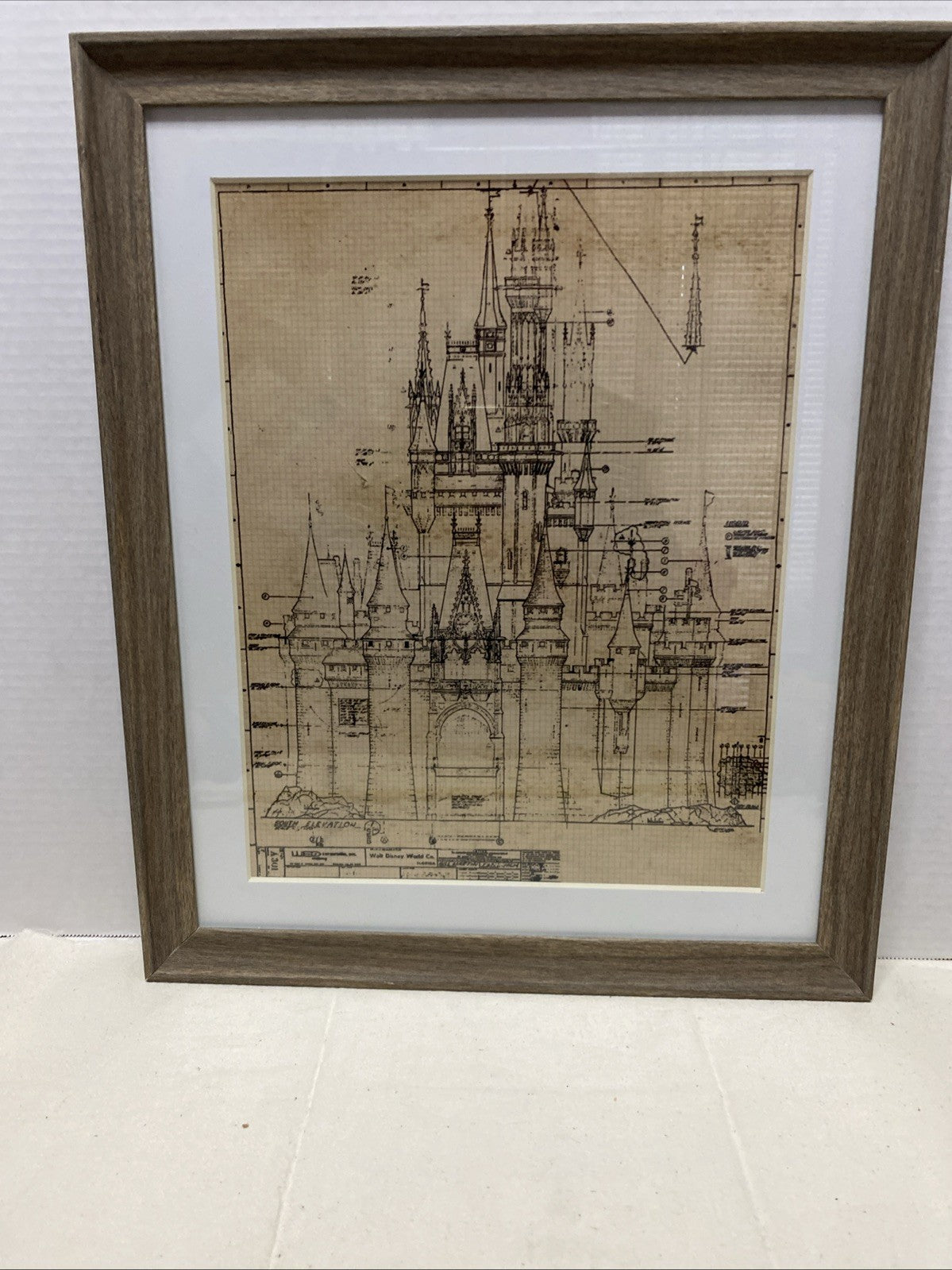 Disney World Castle Plans Print Front Elevation Park Copy Blueprint