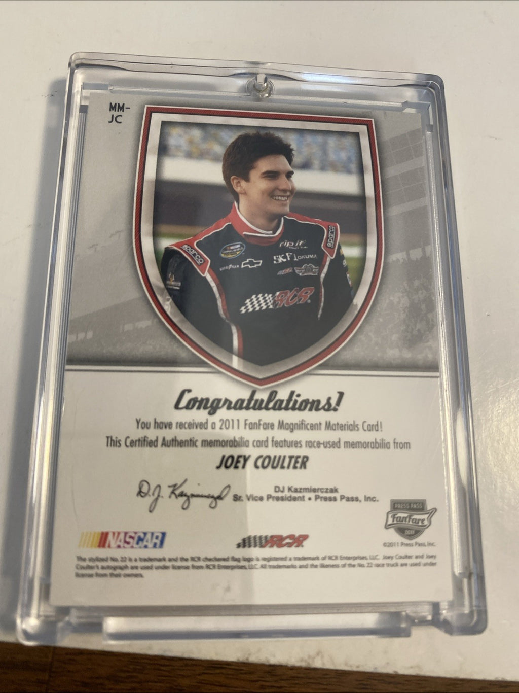Joey Coulter 2012 Press Pass Magnificent Materials Race Used Metal Shoes 08/50