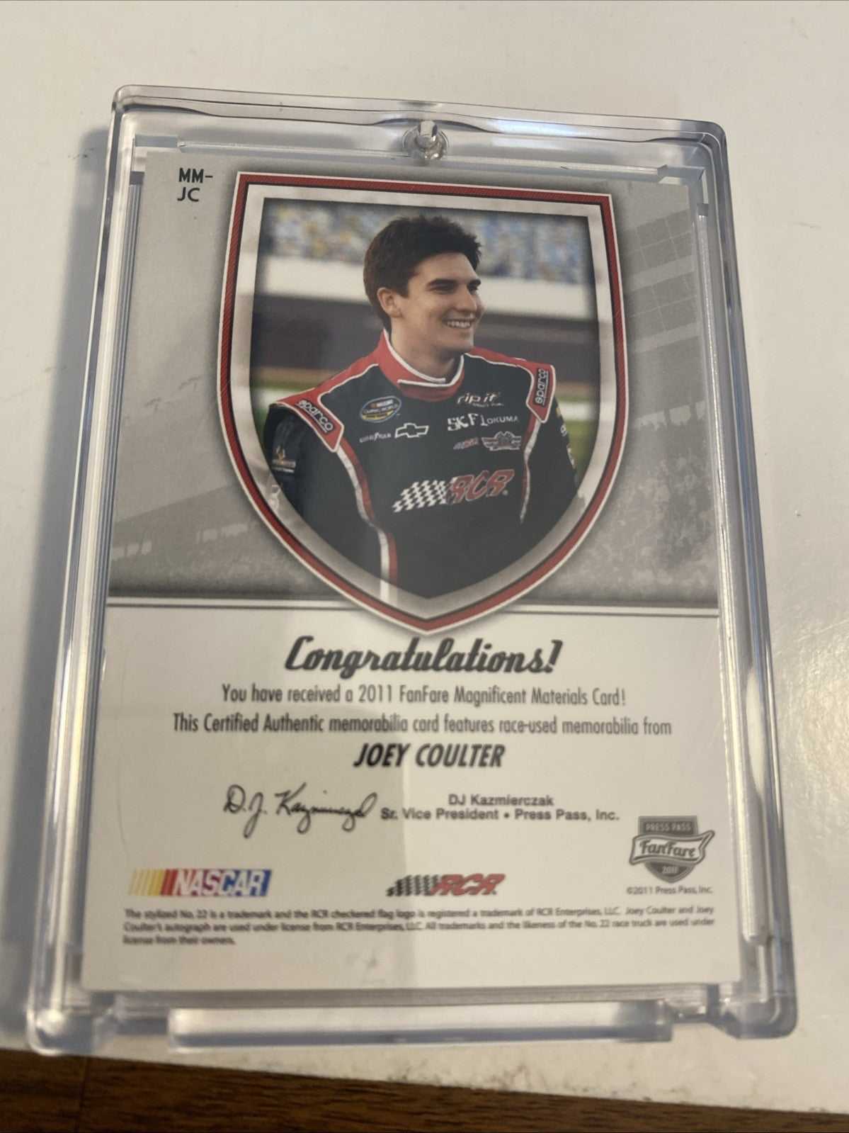 Joey Coulter 2012 Press Pass Magnificent Materials Race Used Metal Shoes 08/50
