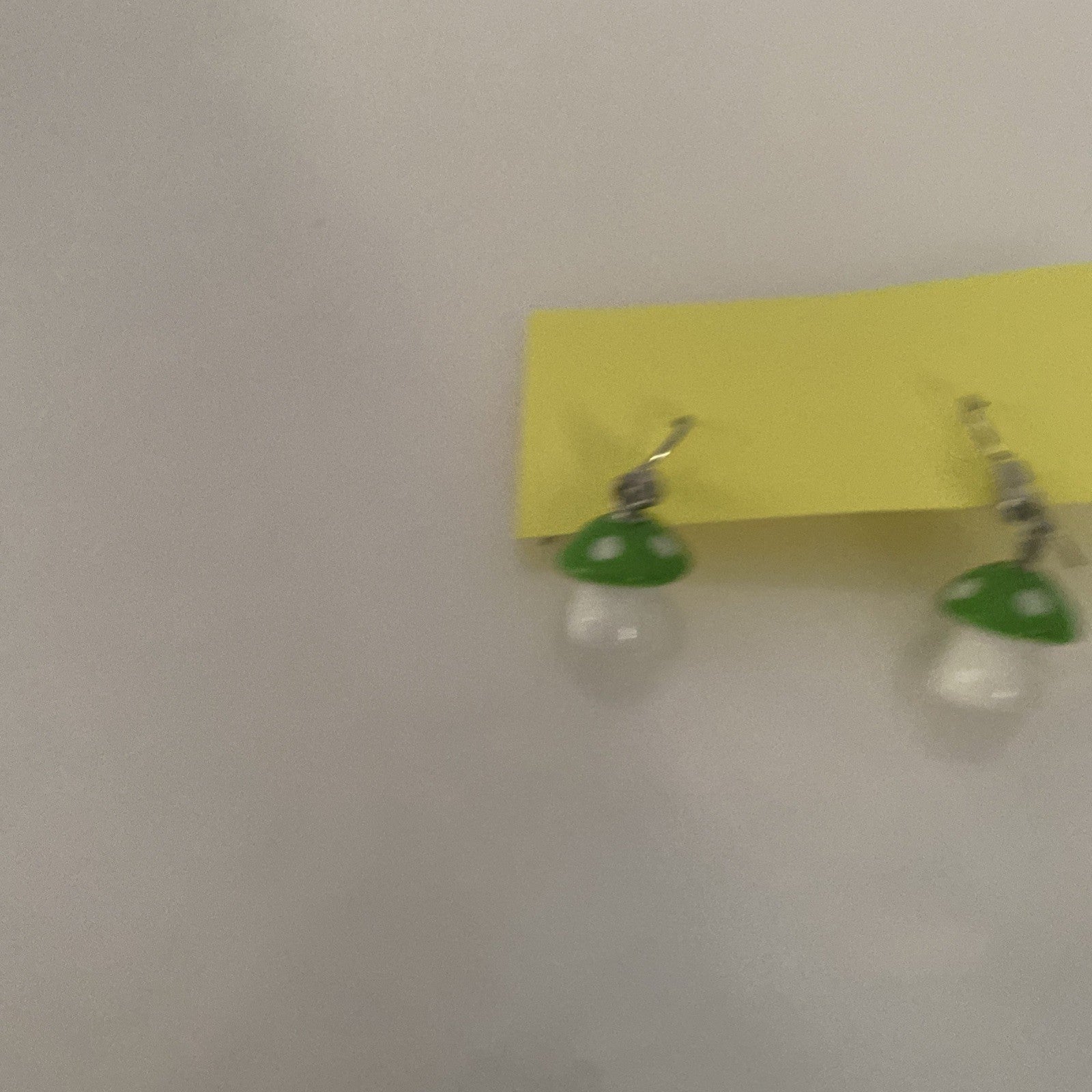 Handmade Mushroom Earrings New Nickel-free Green White Fungi