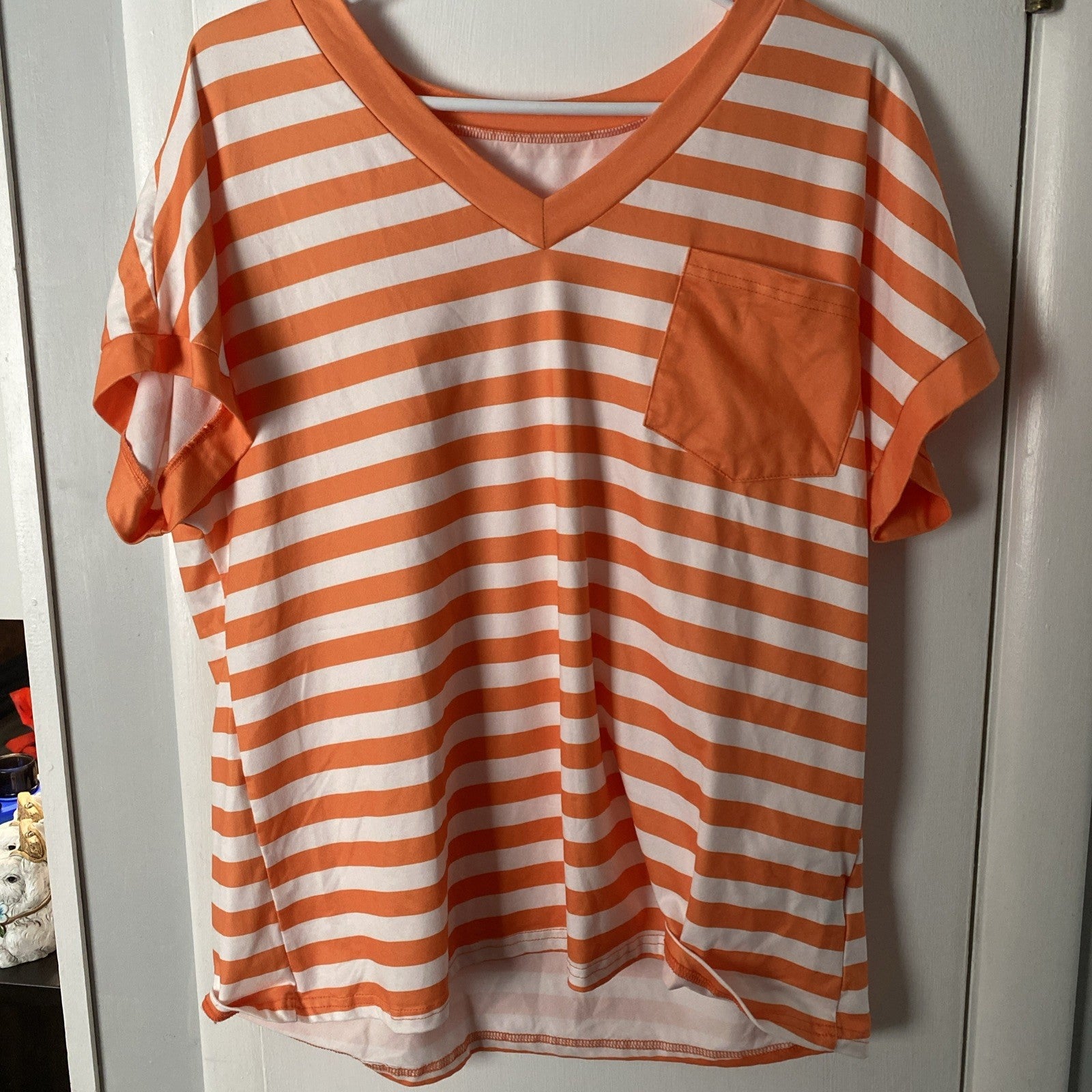 Women’s SHEIN Curve XL Orange White Striped Tshirt