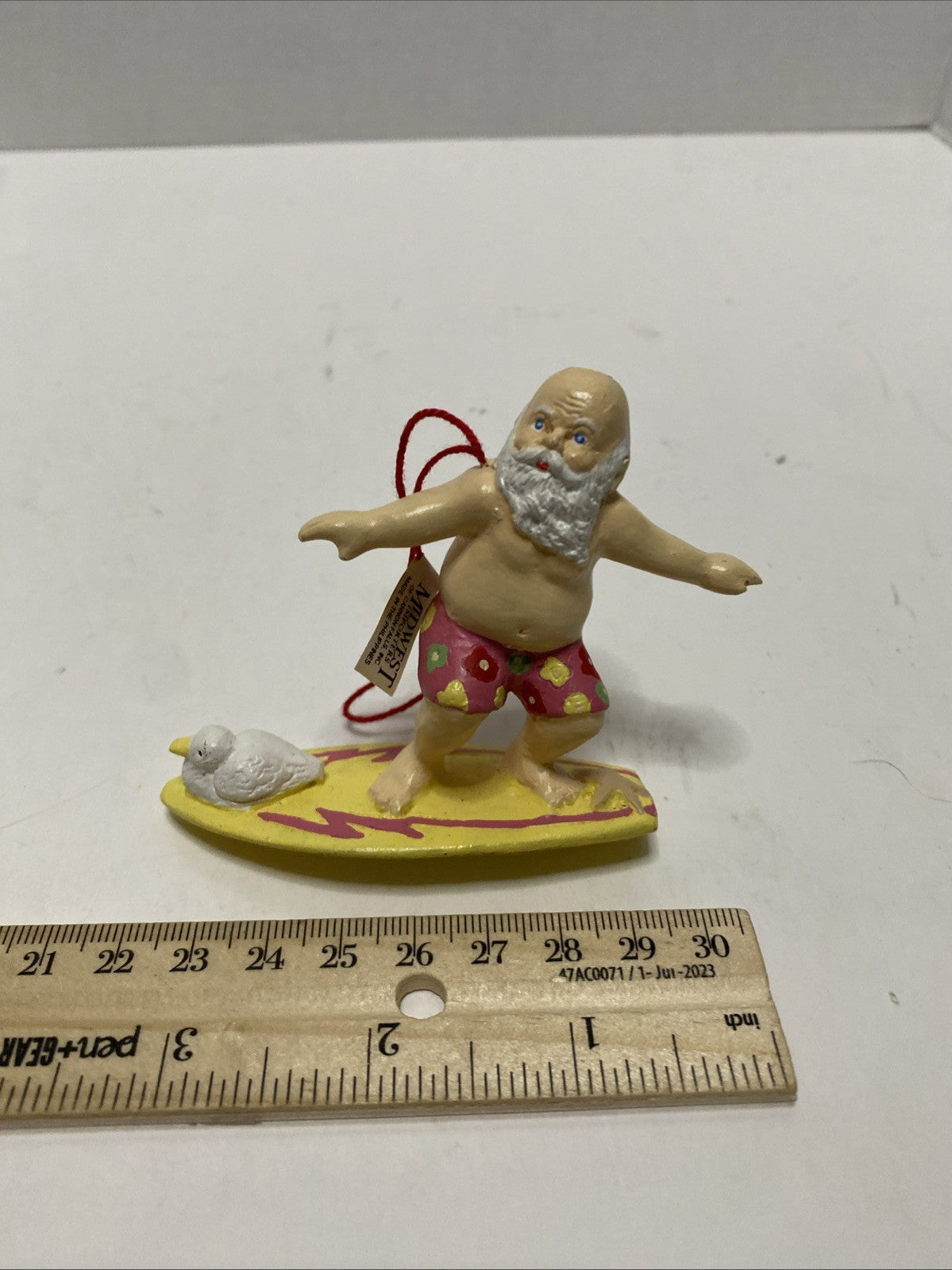 Santa Claus Surfing Christmas Ornament Tropical Holiday Surf Board