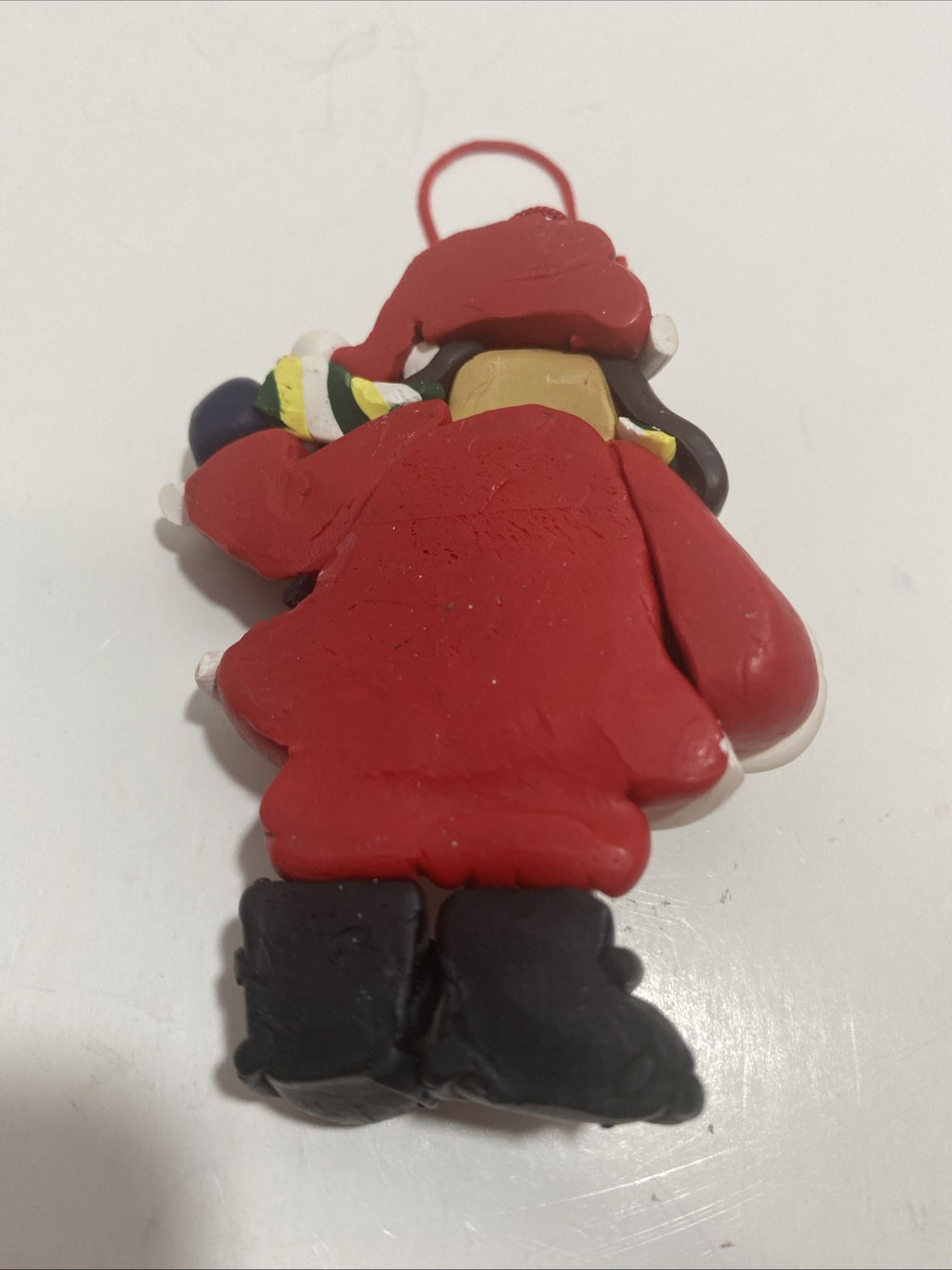 Vintage Christmas Ornament dog Santa clay