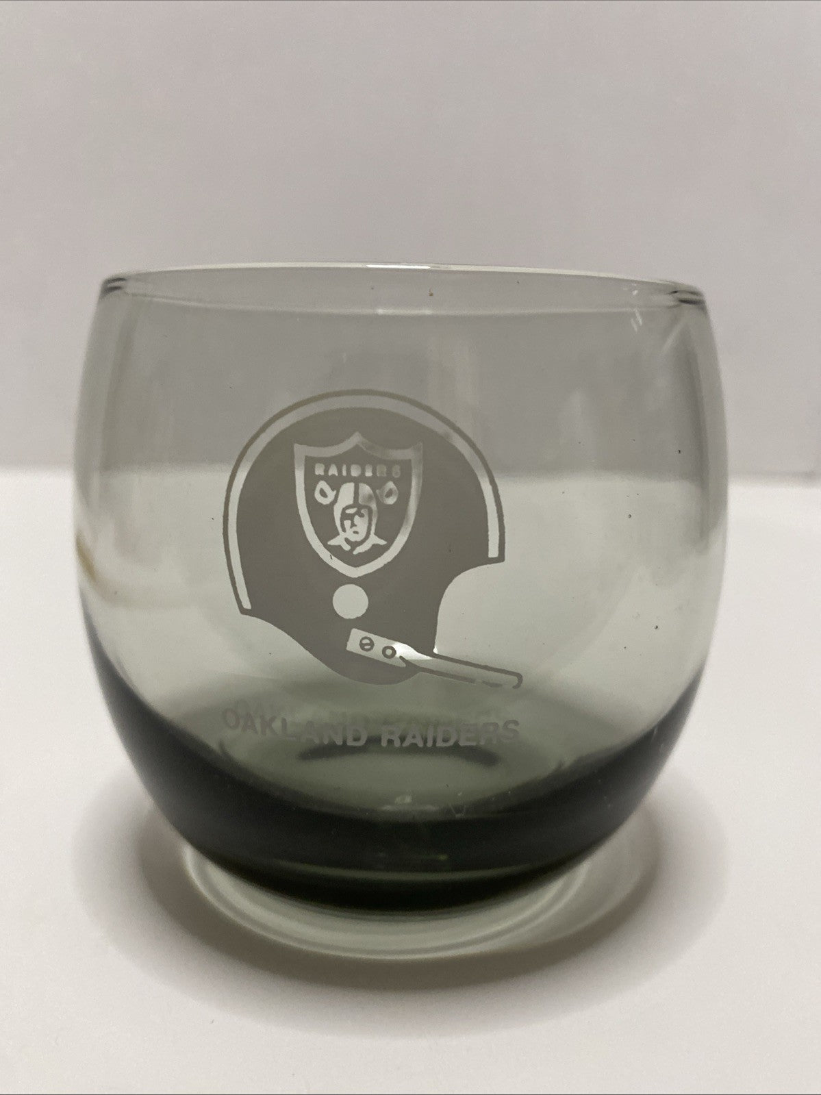 OAKLAND RAIDERS VINTAGE 70's Smoked Roly Poly Glass - MINT Shape