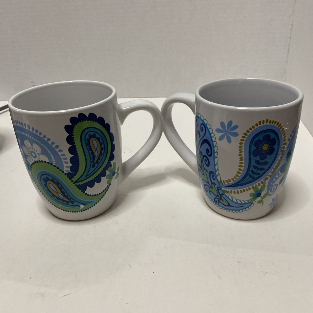 Royal Norfolk Floral Paisley Print - Blue & Green - 12 oz Coffee Tea Mug Cups -2