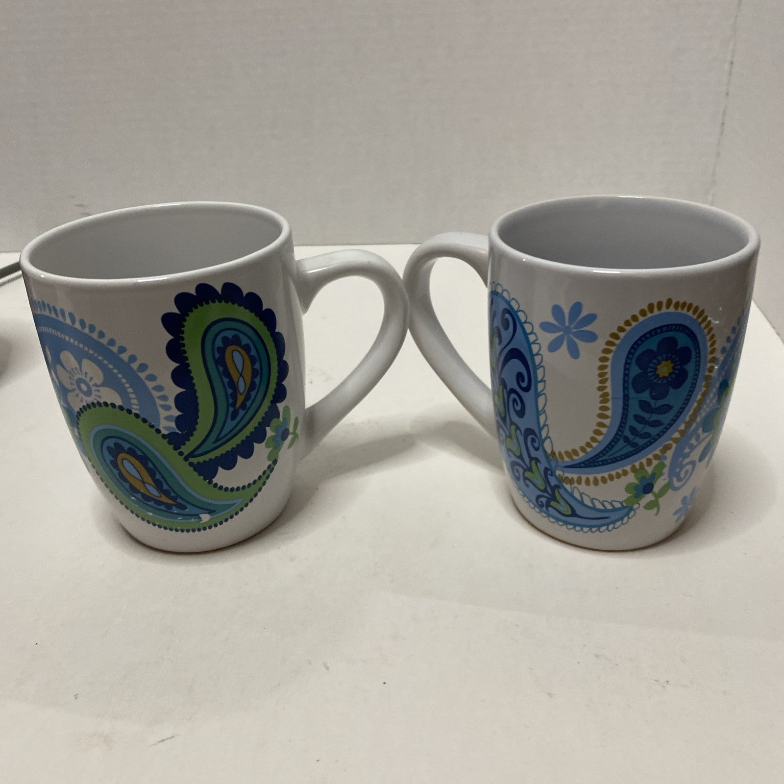 Royal Norfolk Floral Paisley Print - Blue & Green - 12 oz Coffee Tea Mug Cups -2