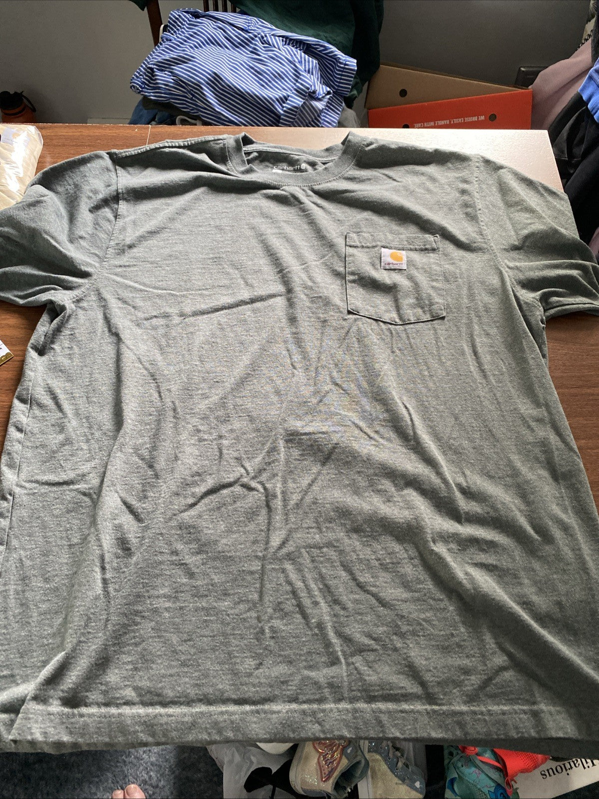 Carhartt Shirt Men's Sz XL Gray Loose Fit Crewneck Short Sleeve Work T Shirt