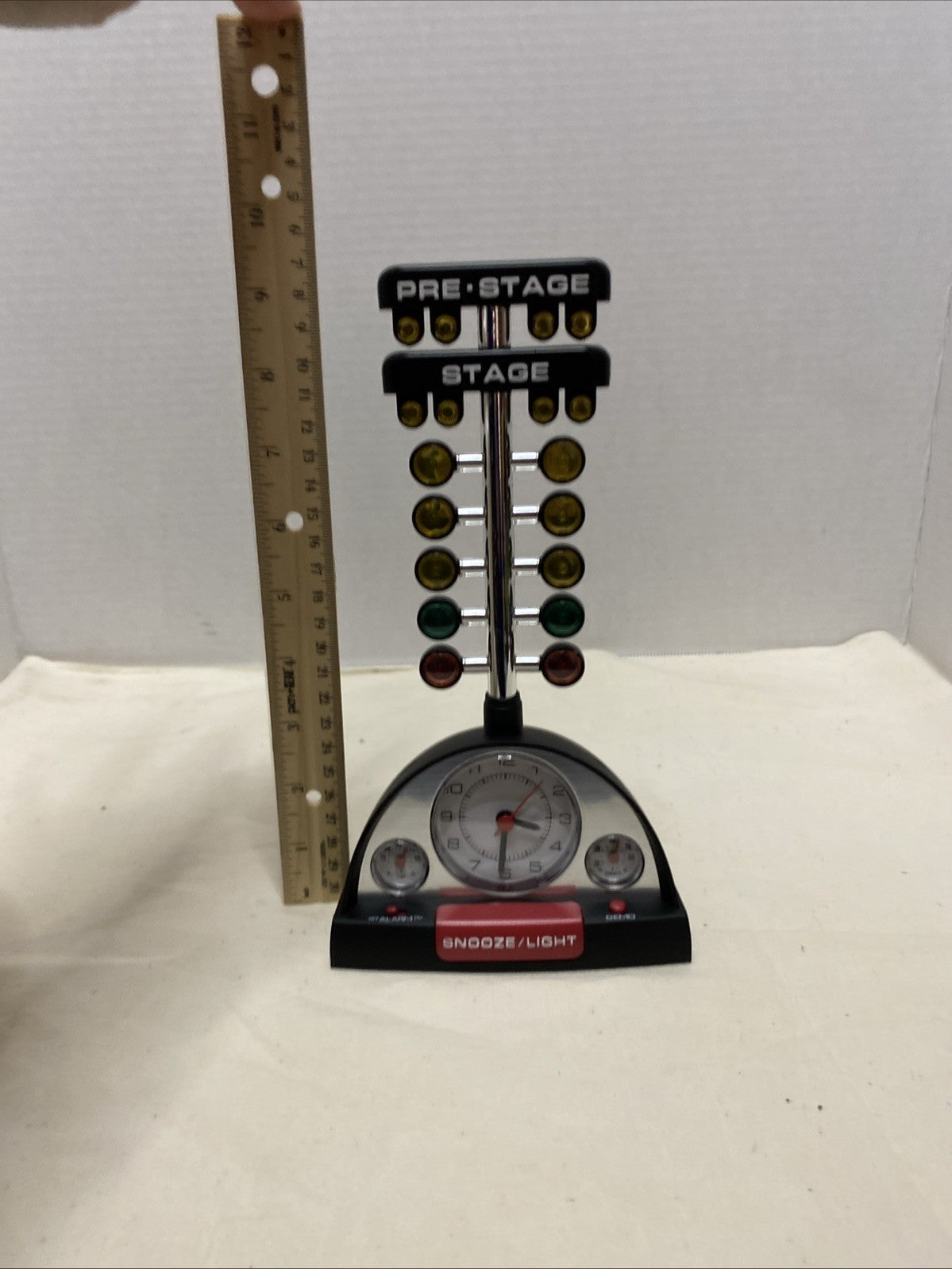 Drag Racing Christmas Tree Lighted Thermometer Sound Tabletop Alarm Clock, Works