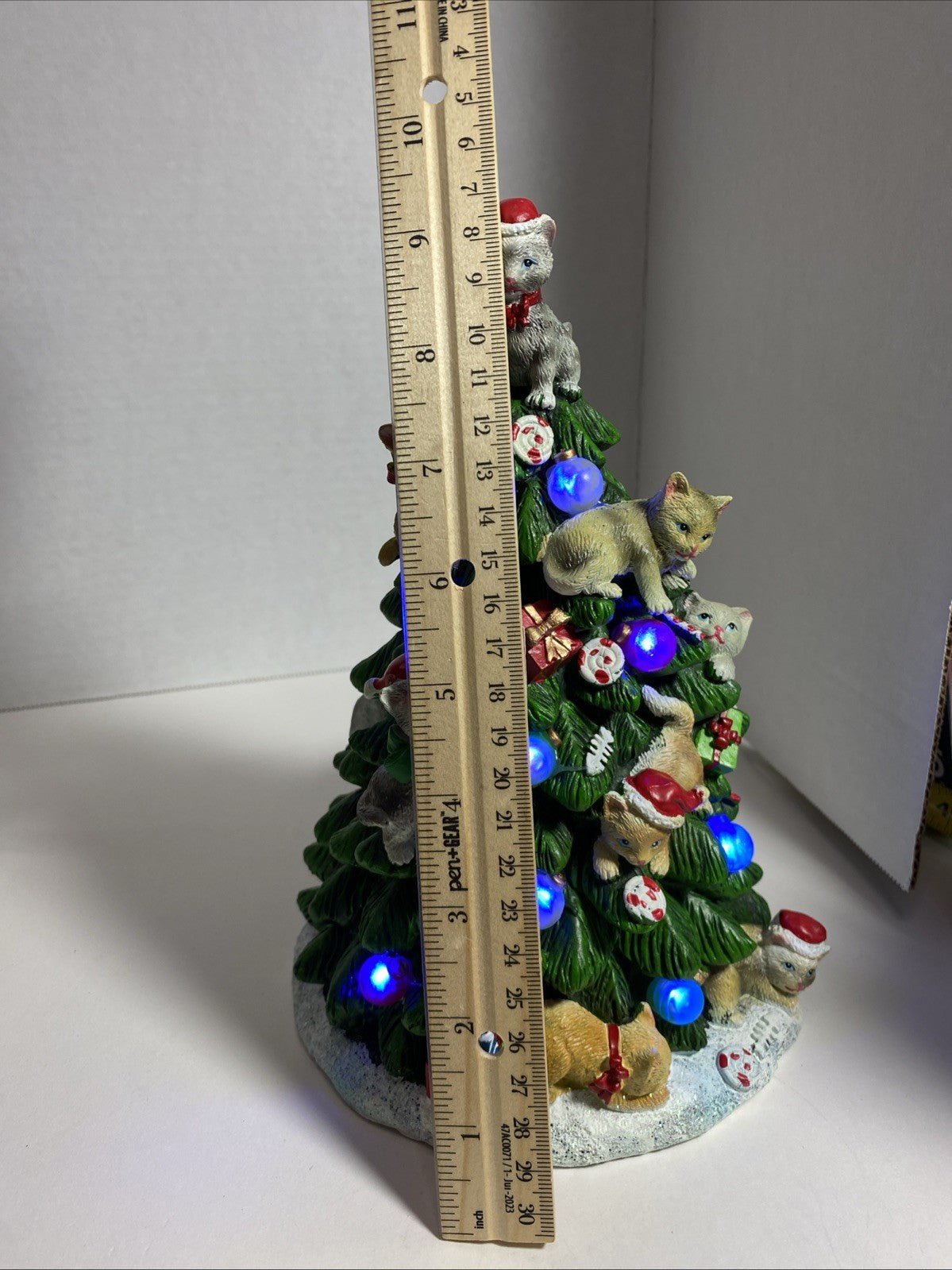 Kitty Holiday Christmas Tree Lakeside Collection Light Up Table Top Decor 9”