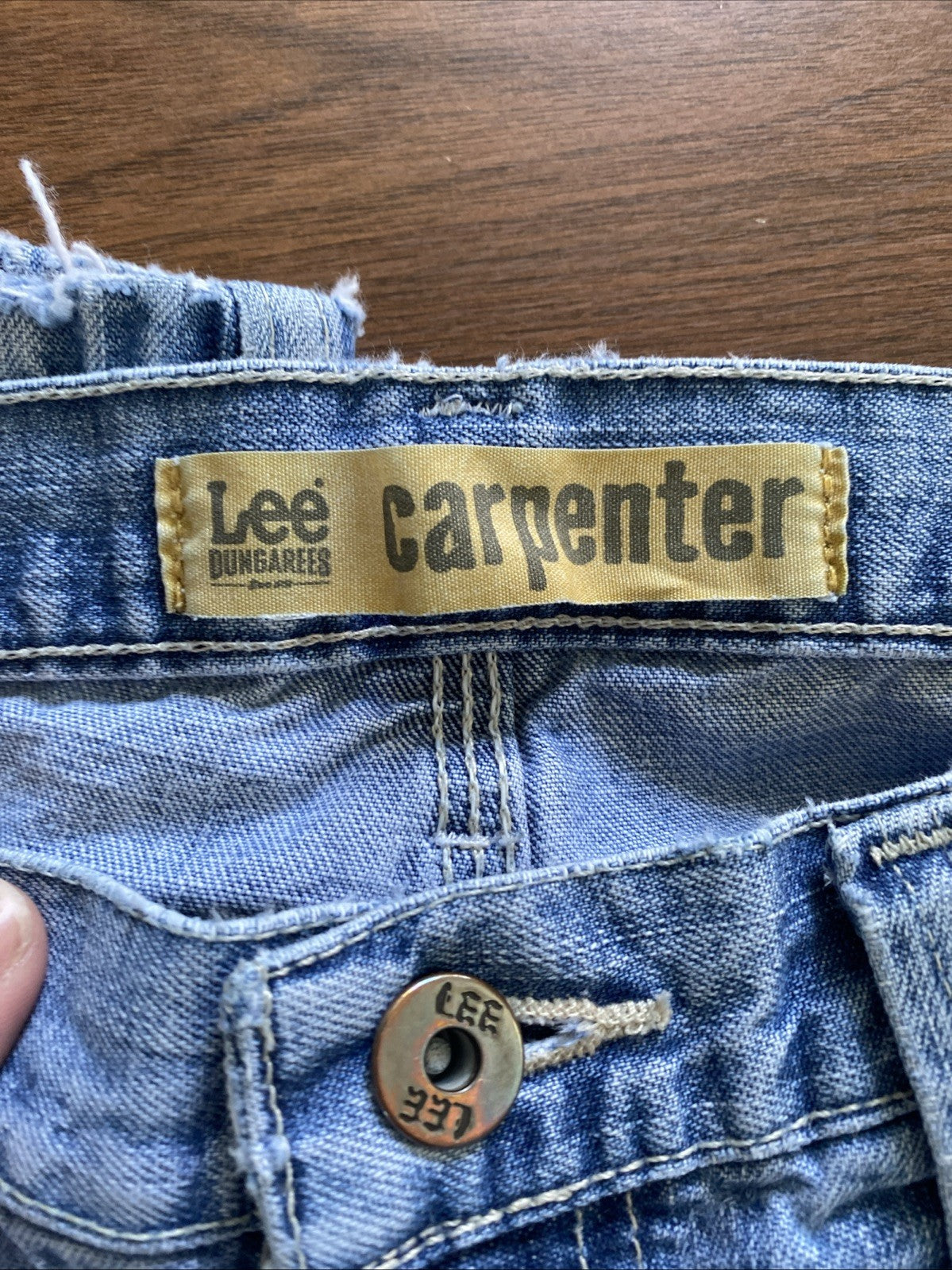 Lee Dungarees Carpenter Jeans Mens 33x32 Blue Denim Workwear Utility Distressed