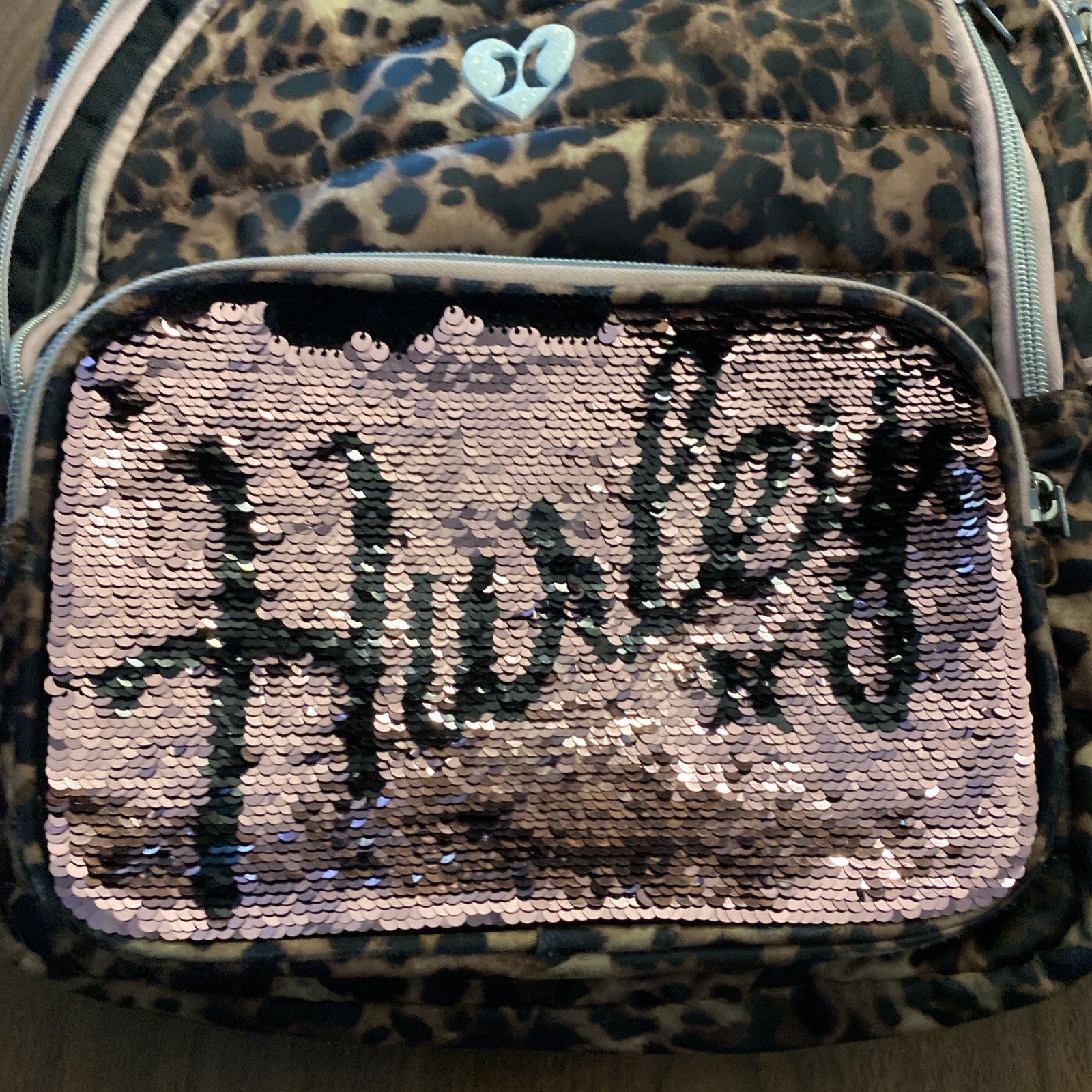 Hurley Girl's Flip Sequin Pocket Backpack Leopard Print