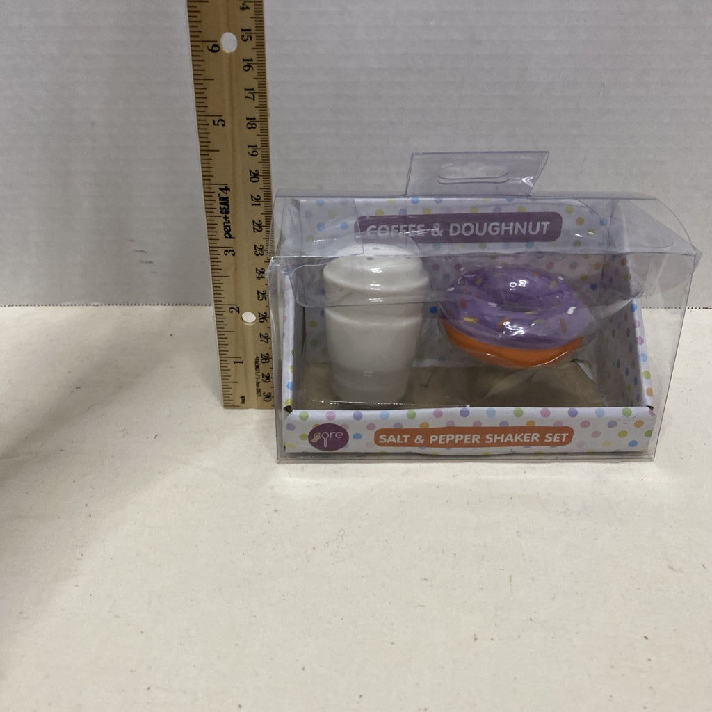 Coffee & Doughnut Salt & Pepper Shaker Set Ceramic Core Kitchen