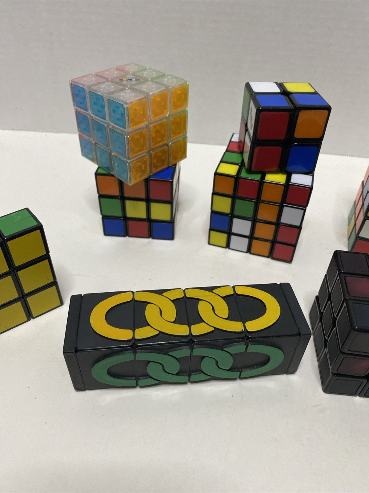 Lot of 10 Rubik’s Cubes & Puzzles – Mixed Sizes – Vintage & Modern Puzzle Cubes