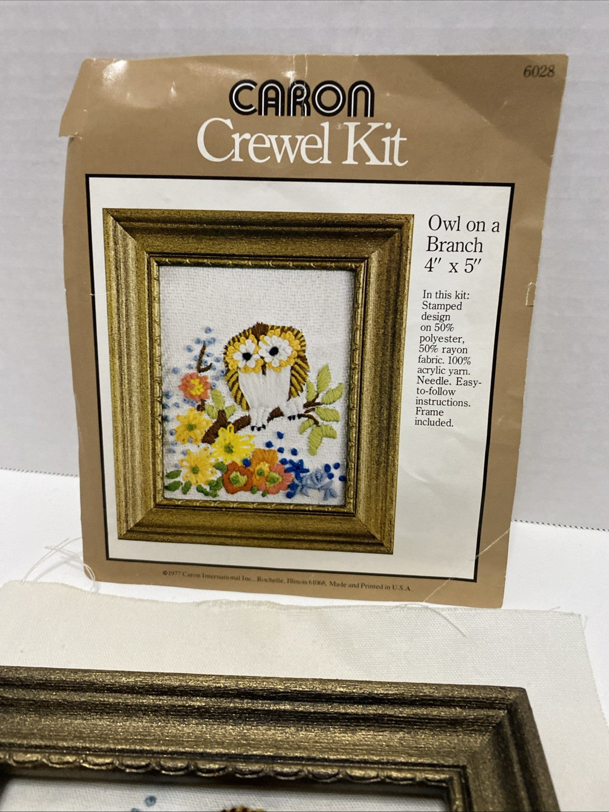 NOS Caron Hallmark Design Collection Crewel Kit #6028 Owl 1972 Dated  Completed
