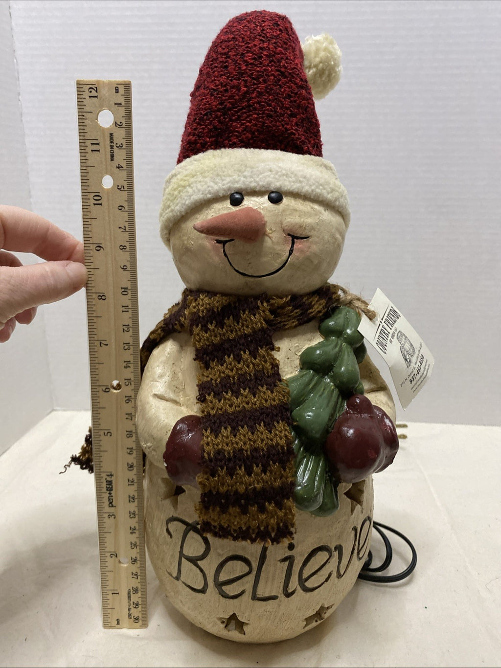 Country Friends  SNOWMAN W/HAT AND SCARF NIGHT LIGHT TESTED WORKS