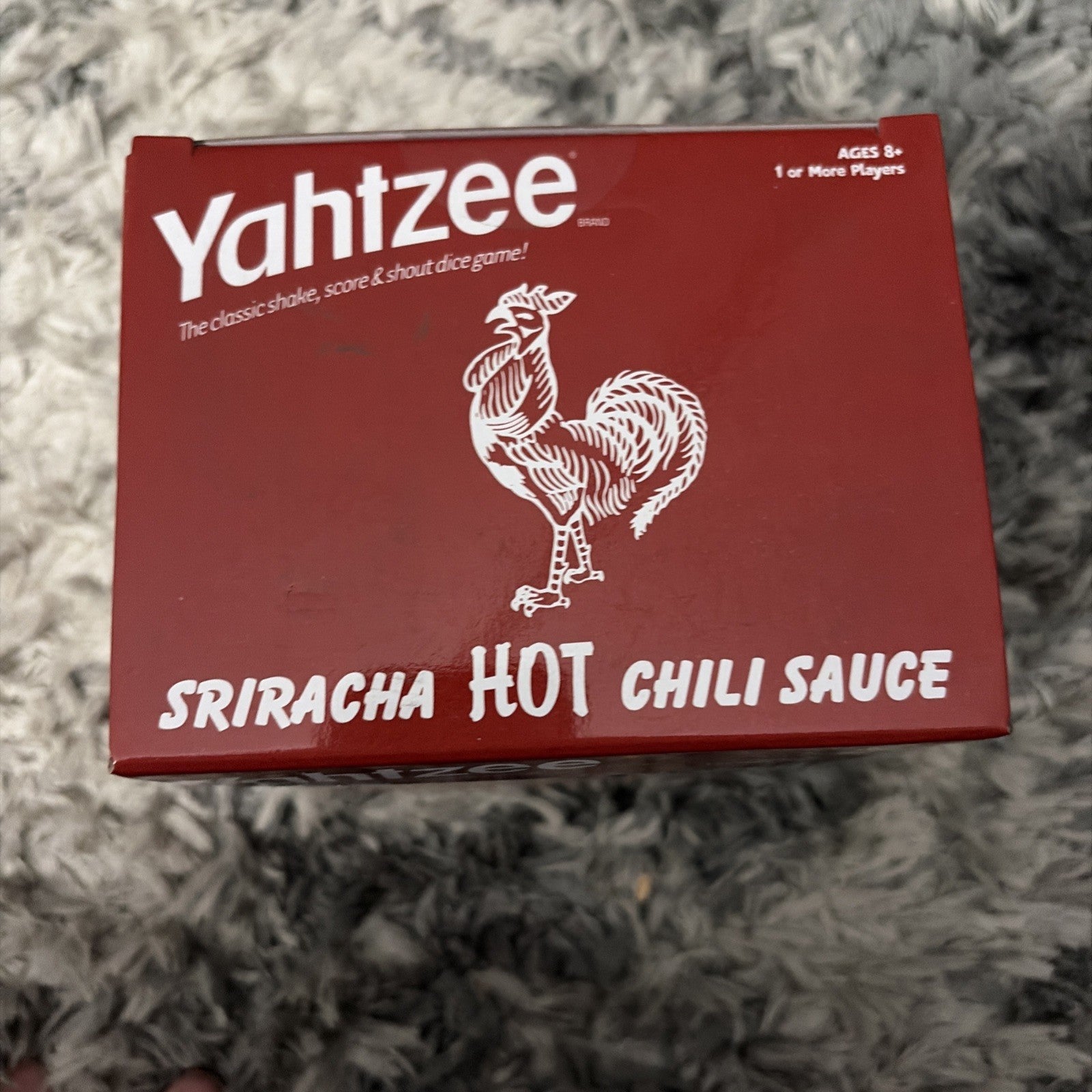 New SRIRACHA YAHTZEE Collectible Sriracha Hot Chili Sauce Bottle Dice Cup & Dice