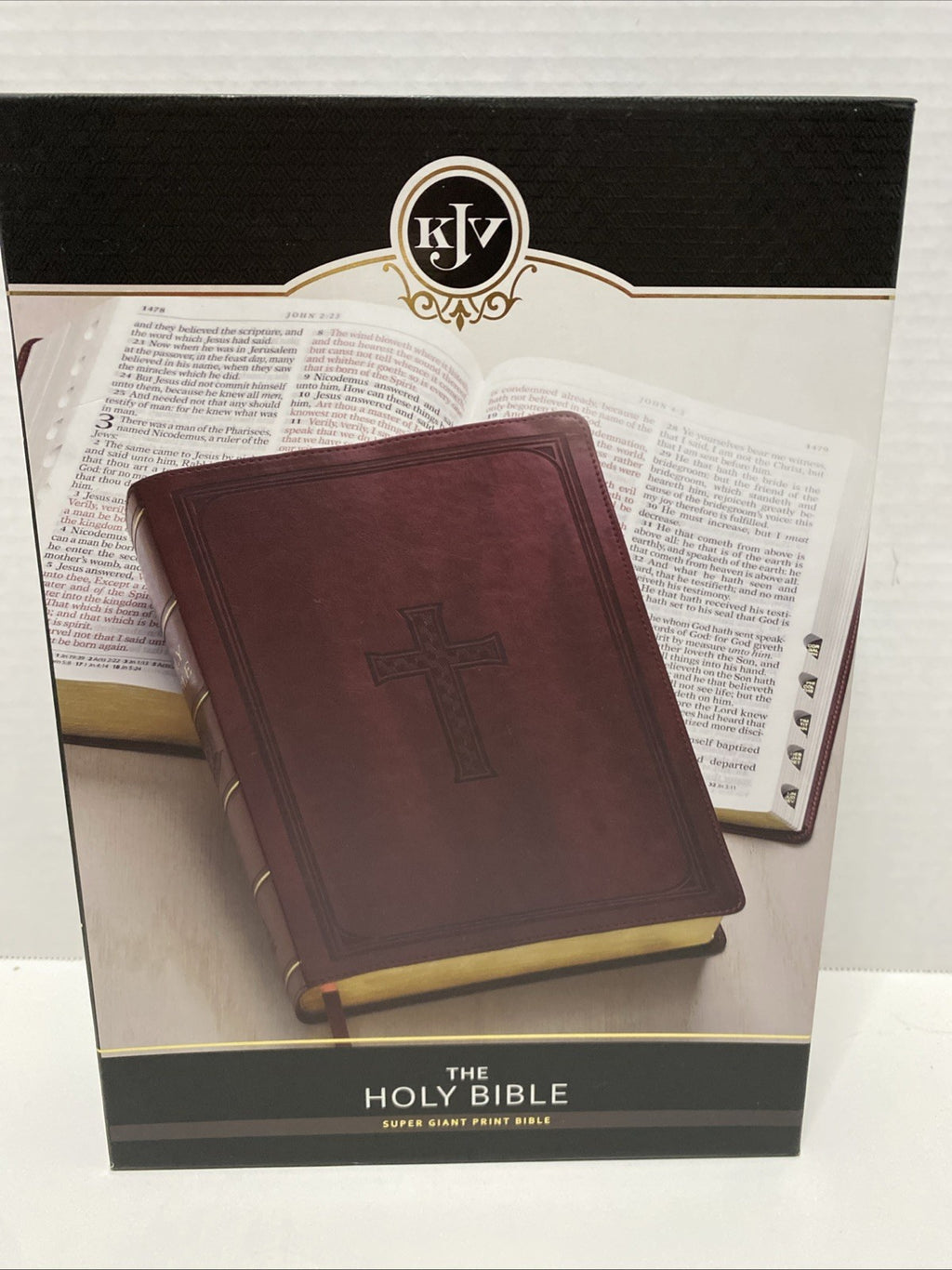 The Holy Bible KJV Super Giant Print,Thumb INDEXED ,Red Letter,Burgandy 