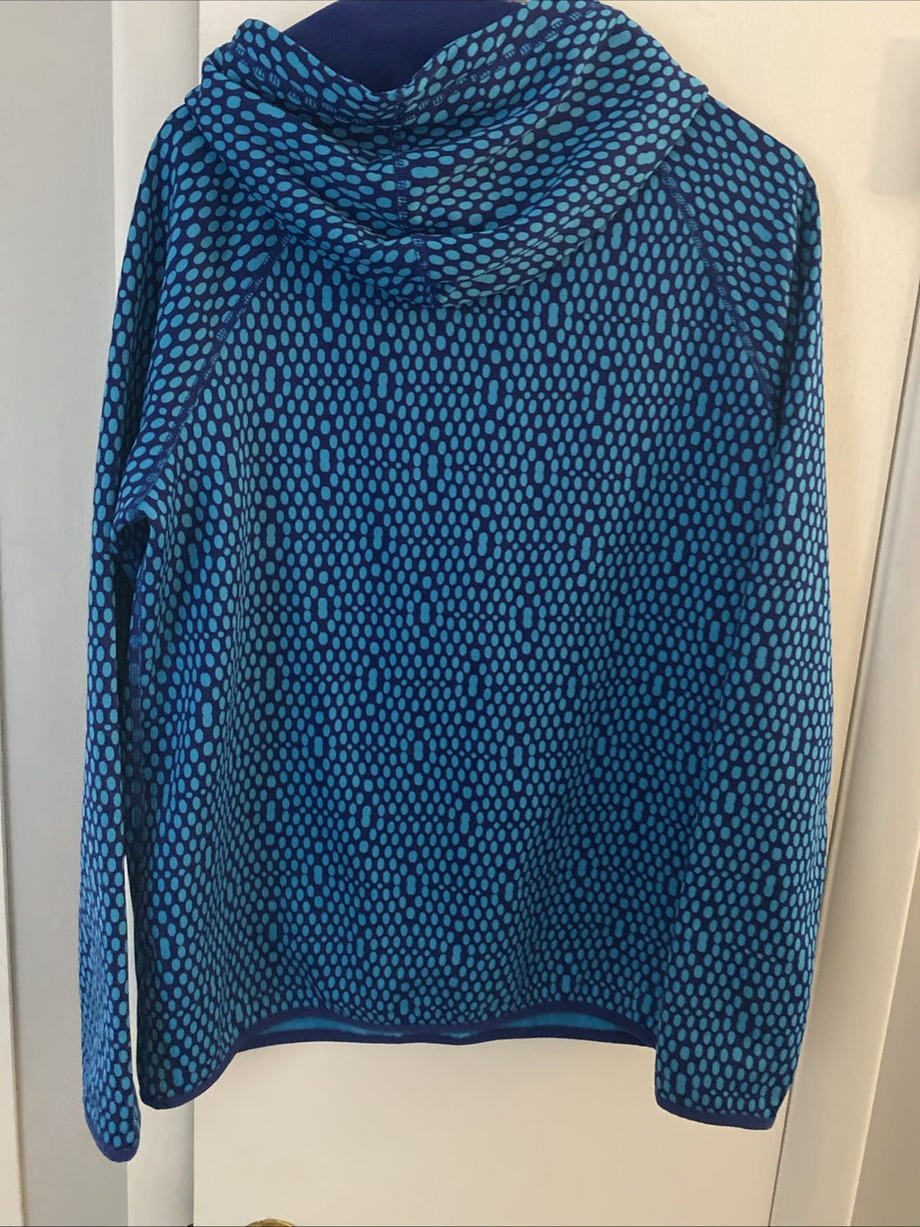 NIKE WOMEN HOODIE L NAVY & AQUA POLKA DOT Therma-Fit Fleece Sweatshirt