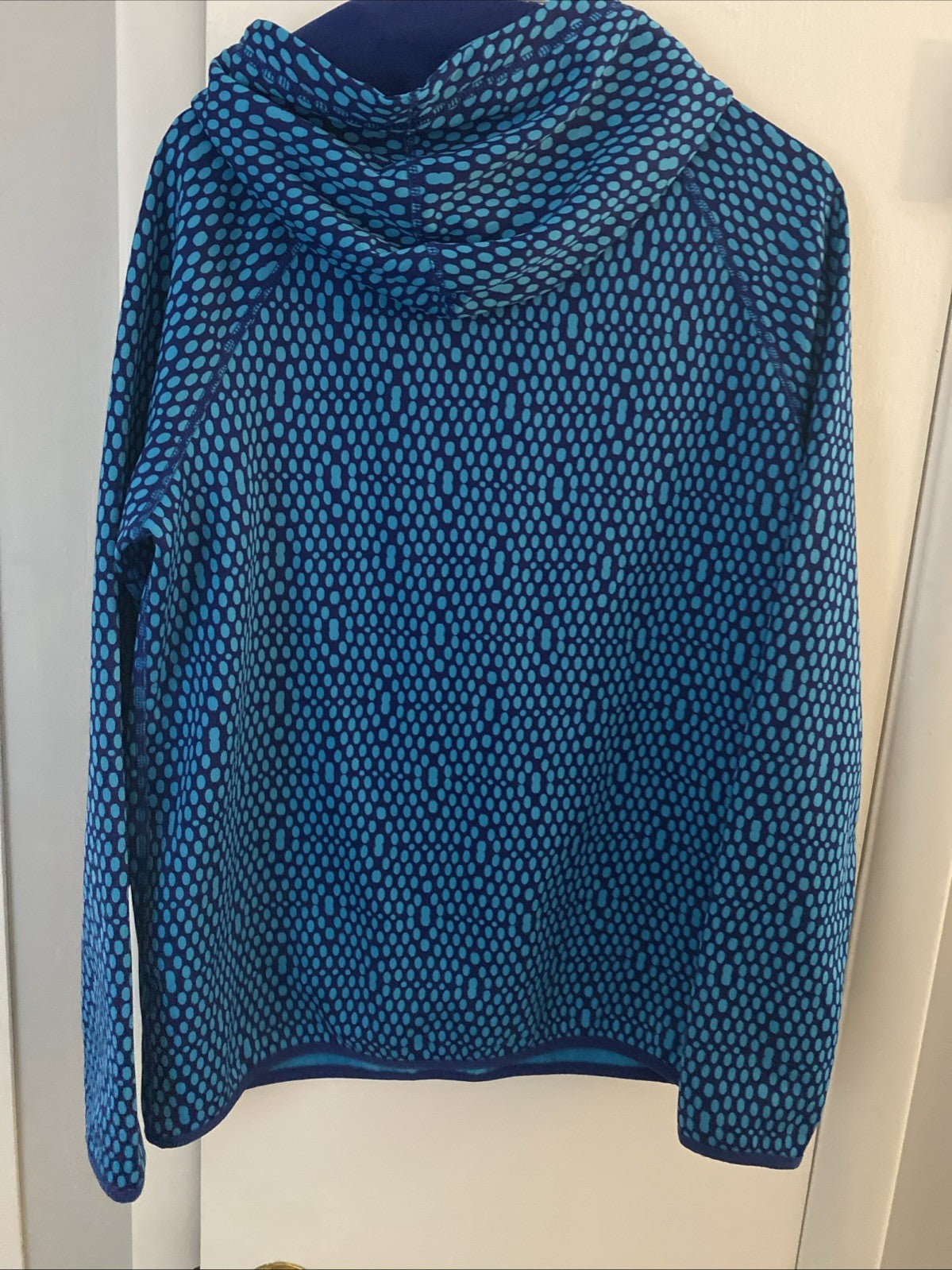 NIKE WOMEN HOODIE L NAVY & AQUA POLKA DOT Therma-Fit Fleece Sweatshirt