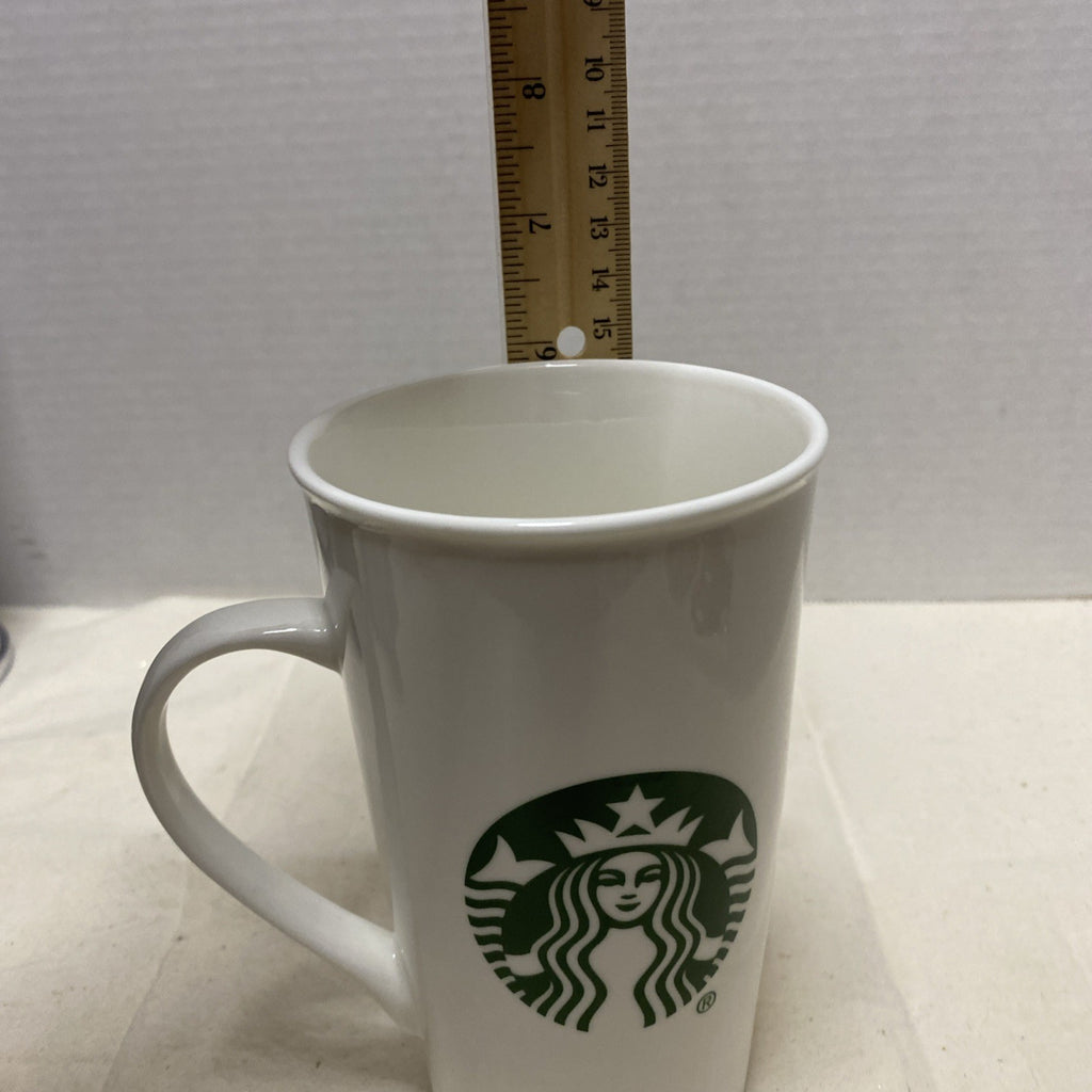 Starbucks 2012 White Ceramic Tall 16oz Coffee Tumbler Mermaid