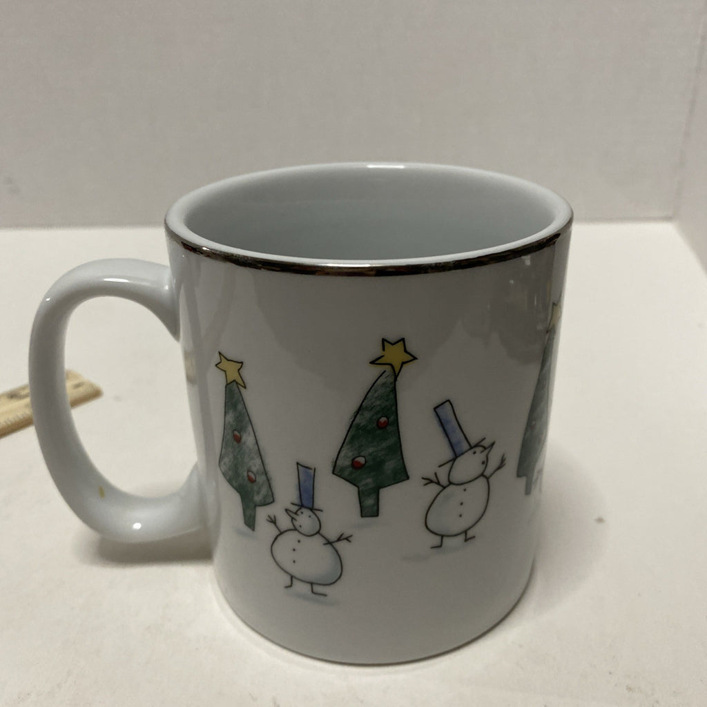 Eddie Bauer Ceramic Snowman & Christmas Tree Mug Coffee Tea