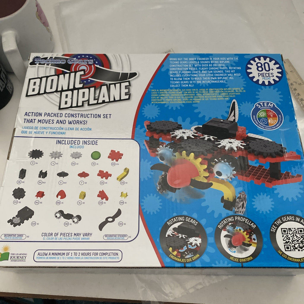 Techno Gears Bionic BIPLANE ONLY Set 80 Pieces KIDS Ages 6+ Construction Set.