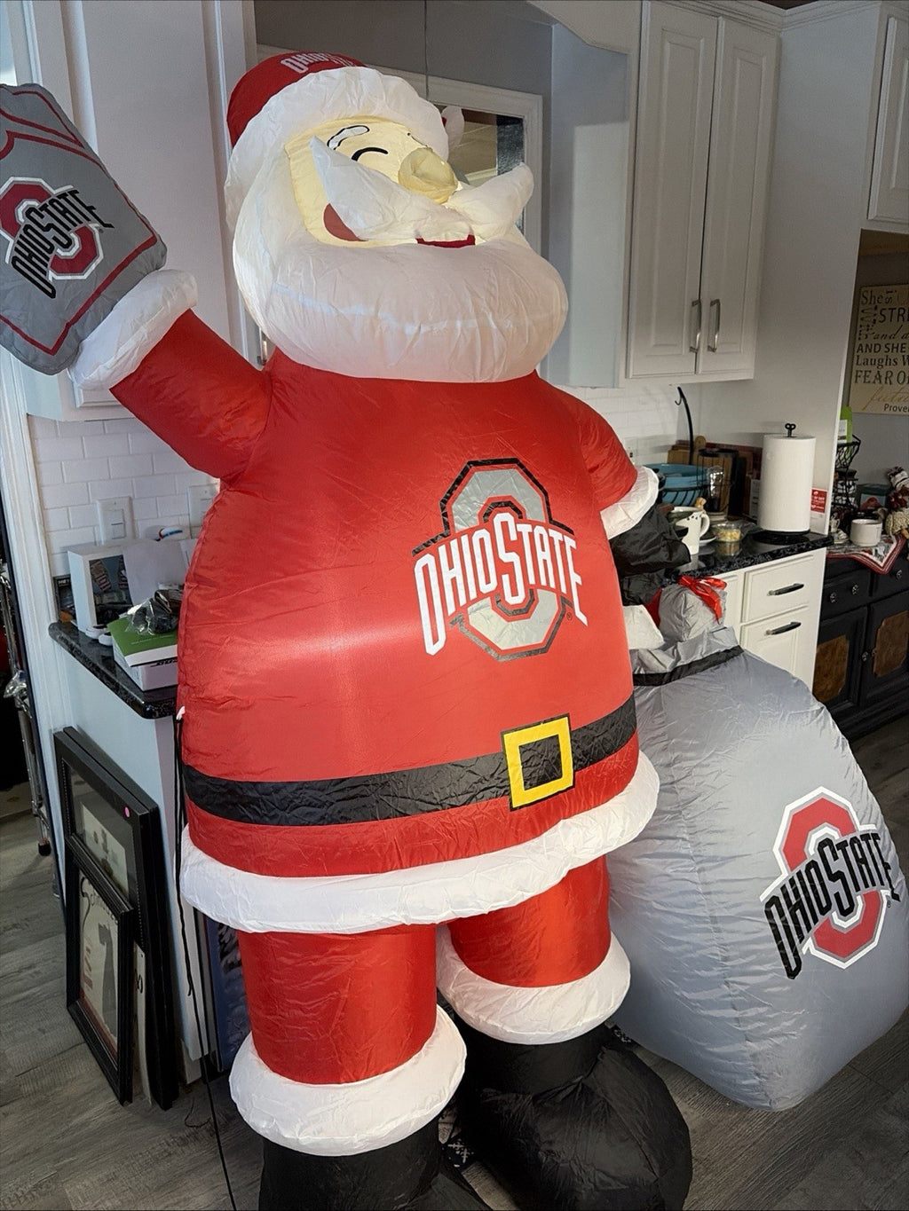 7' Air Blown LED Inflatable NCAA Ohio State University Buckeyes Santa Claus