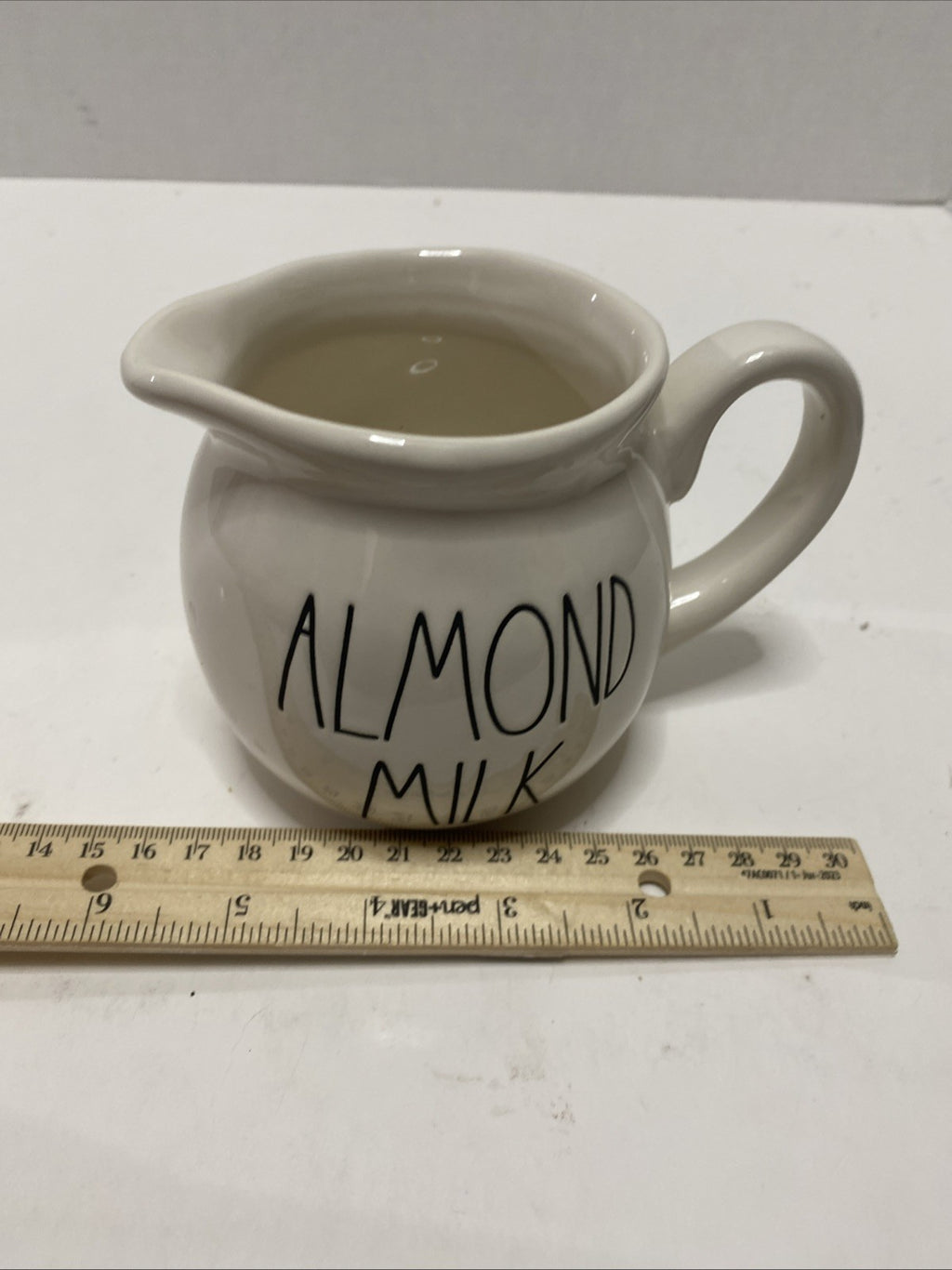 RAE DUNN ALMOND MILK Pitcher Creamer Large 2 Cup 16 Oz Artisan Magenta 213