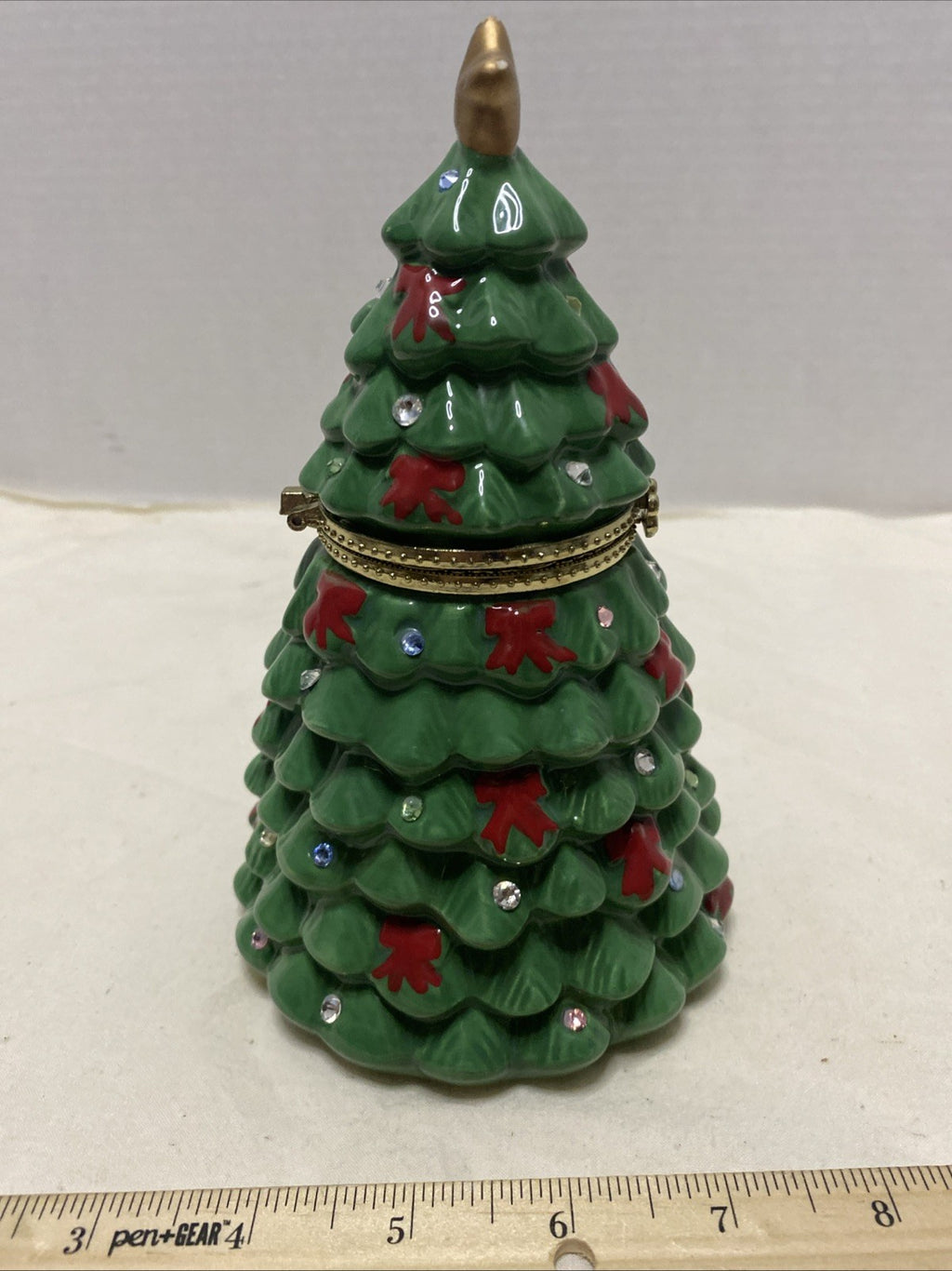 Mr. Christmas Musical Tabletop Ceramic Christmas Tree With Train Inside Top