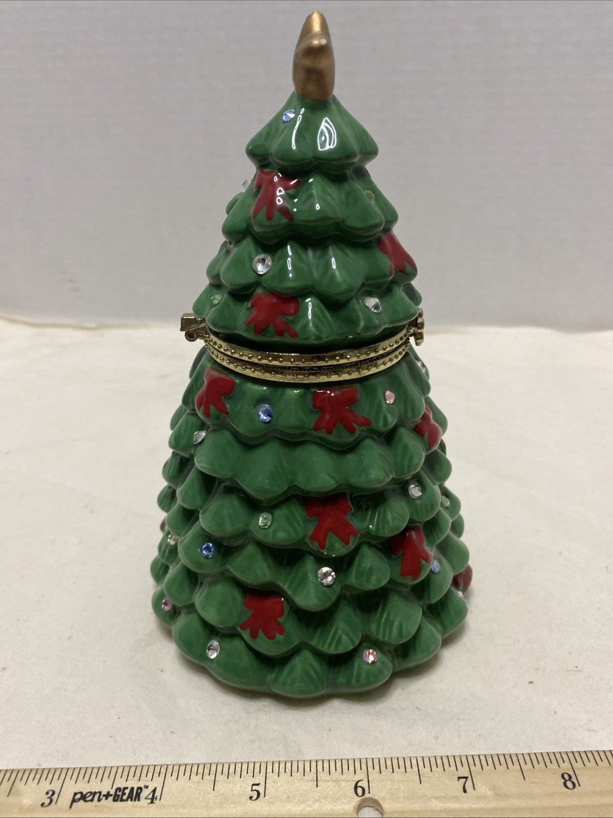 Mr. Christmas Musical Tabletop Ceramic Christmas Tree With Train Inside Top