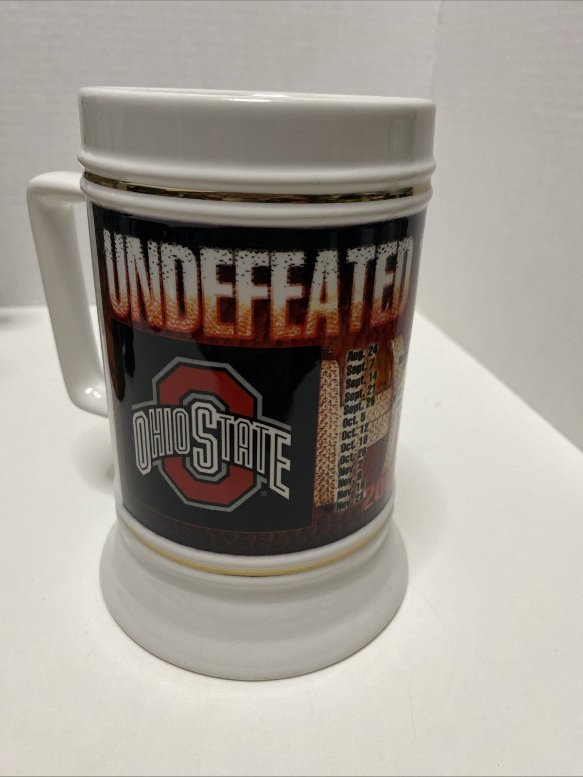 Ohio State Buckeyes 2002 Undefeated Champions Beer Stein Mug 6 1/4" Tall