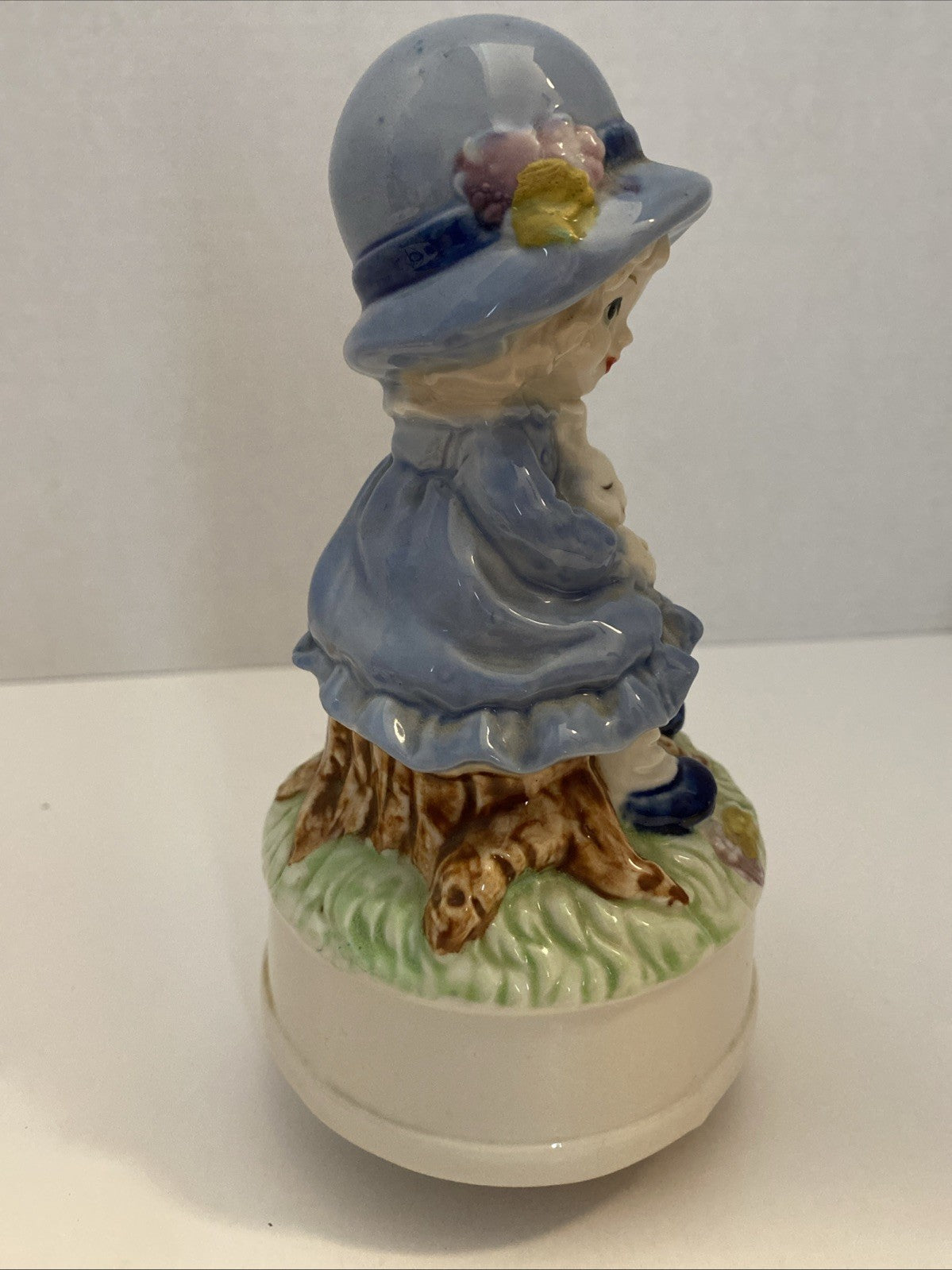 Vintage Girl With White Rabbit Music Box If I Could Talk To The Animals WORKS 