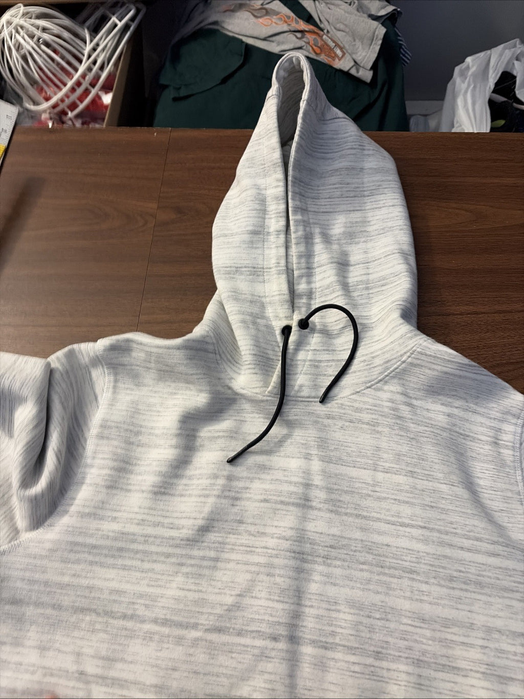 American Eagle Large Hoodie Pullover Sweatshirt Long Sleeve White And Gray