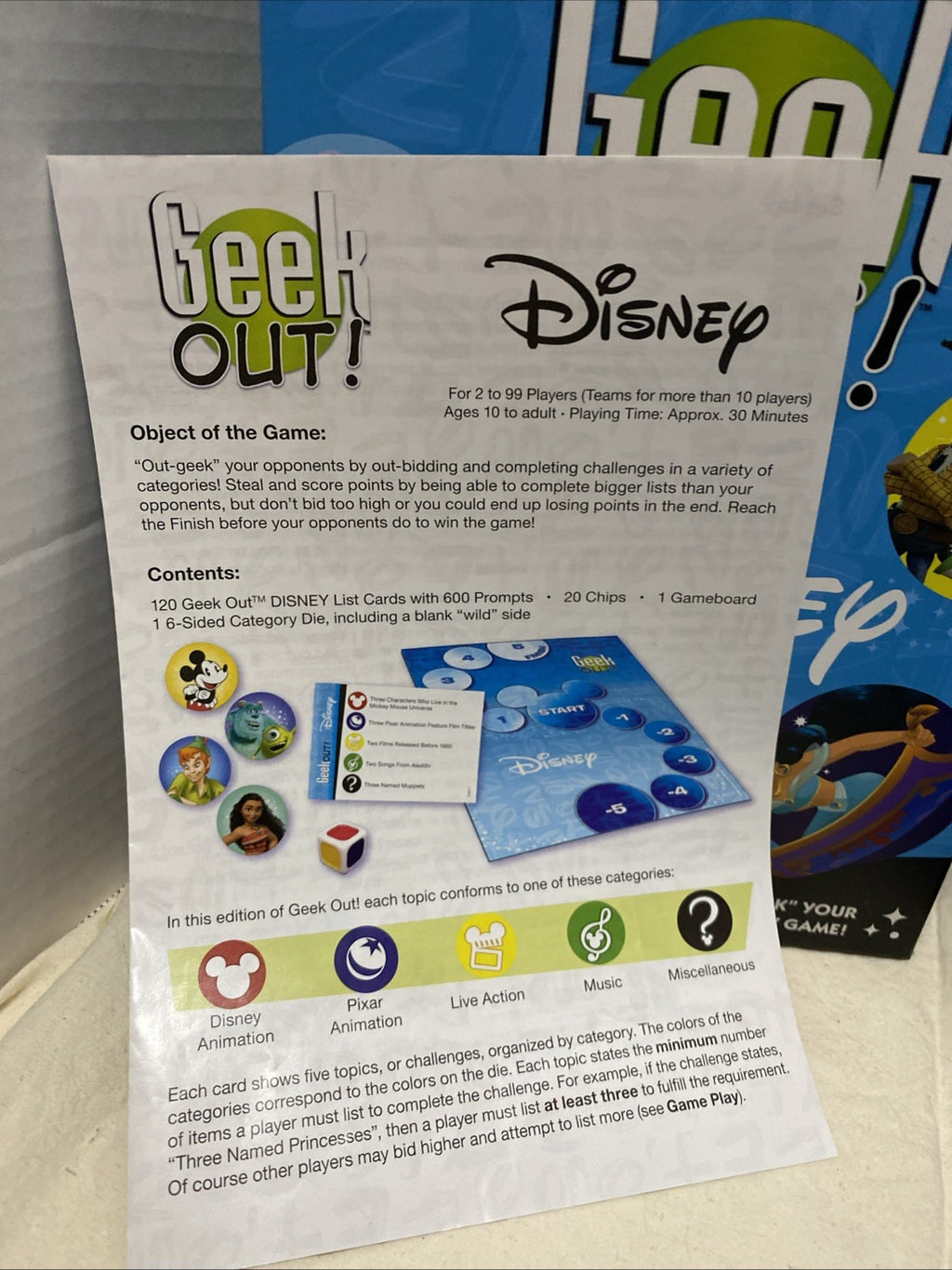 DISNEY GEEK OUT! Trivia Party Board Game Complete