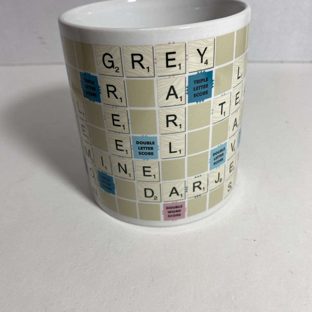 Coffee Mug Scrabble Board Game Ceramic Cup (2005) With Tea Words