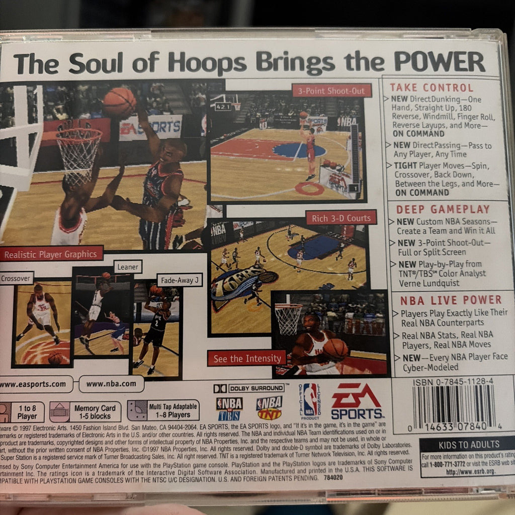 NBA Live 98 (Sony PlayStation 1, 1997) w/manual, tested working, clean